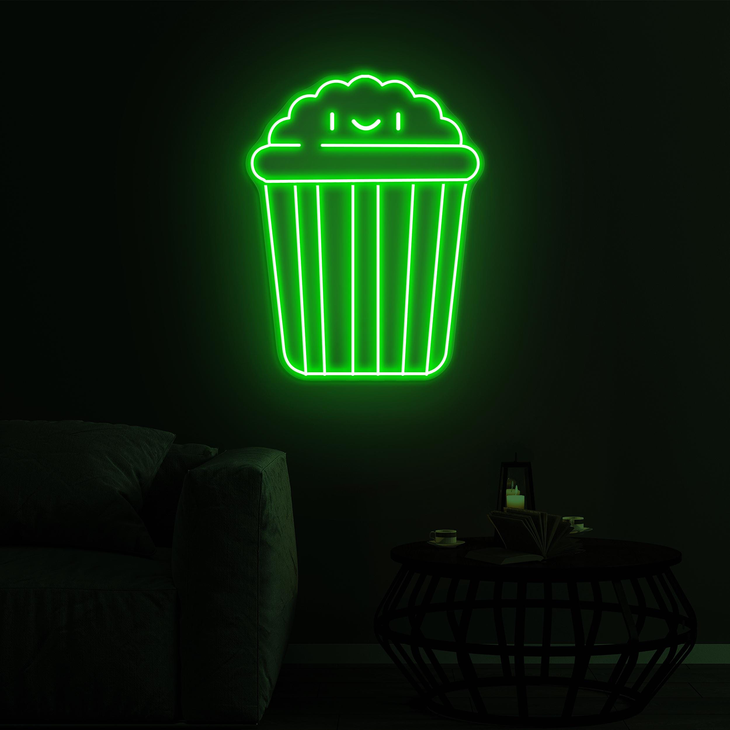 Popcorn Face Neon Sign, Popcorn LED Sign, Popcorn Face LED Neon Art, Home Wall Decor, Cinema Food Bar Decor, Movie Time Light, Snack Bar Art
