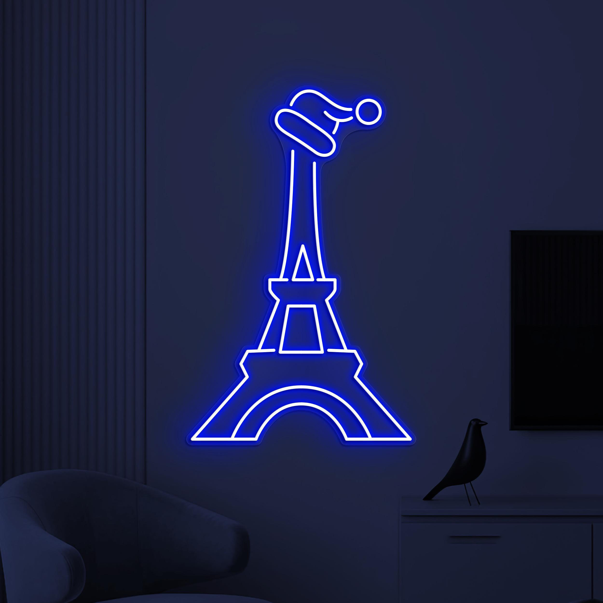 Tower Neon Sign, Christmas Eiffel Tower LED Sign, Christmas Party Wall Art, Eiffel Tower Wall Decor, Santa Hat LED Light, Kids room decor