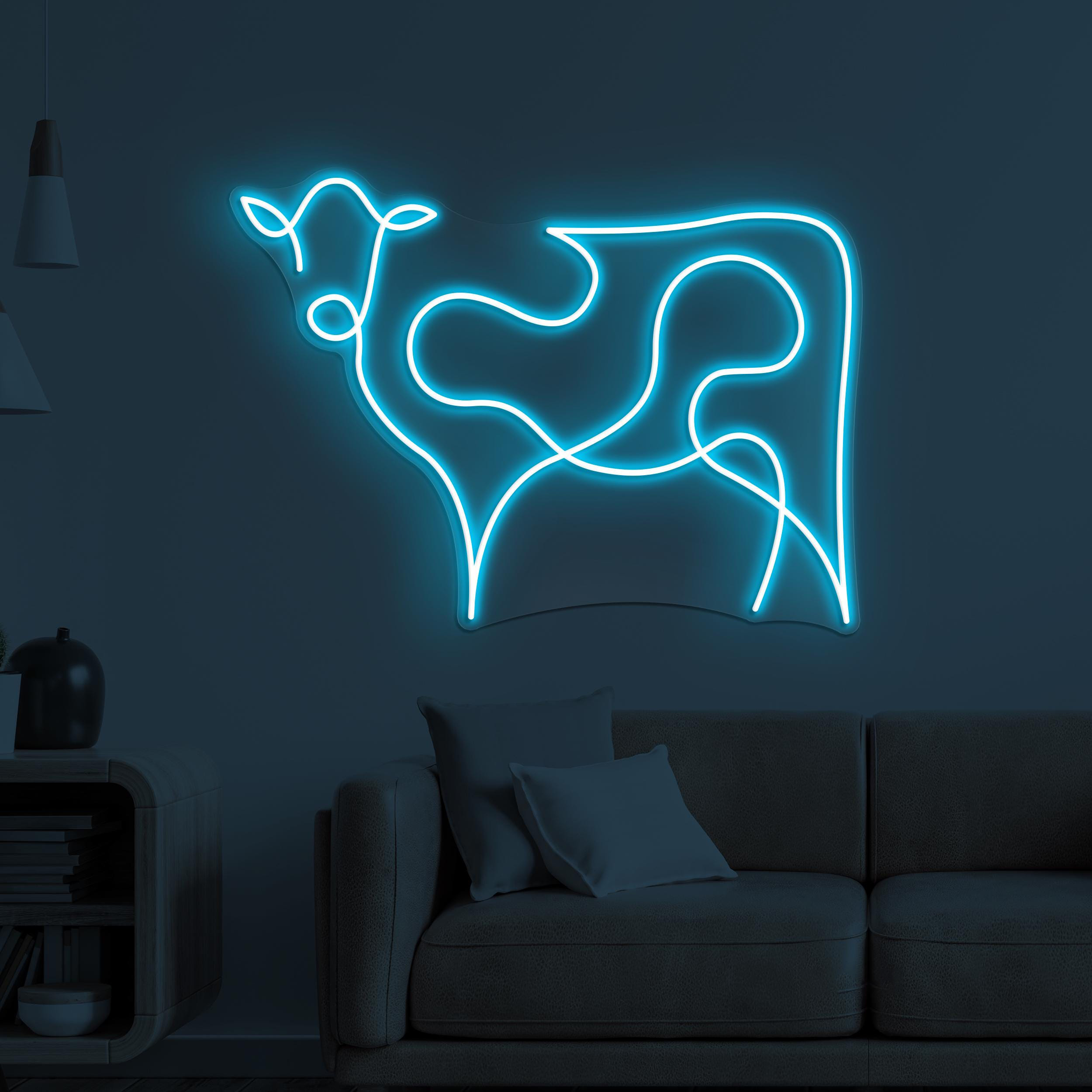 Cow Neon Sign, Cow Head LED Light, Pet Shop Wall Decor, Cattle Farm Wall Art, Gift For Cow Lover, Kids Room Decor, Farm Animal Wall Light