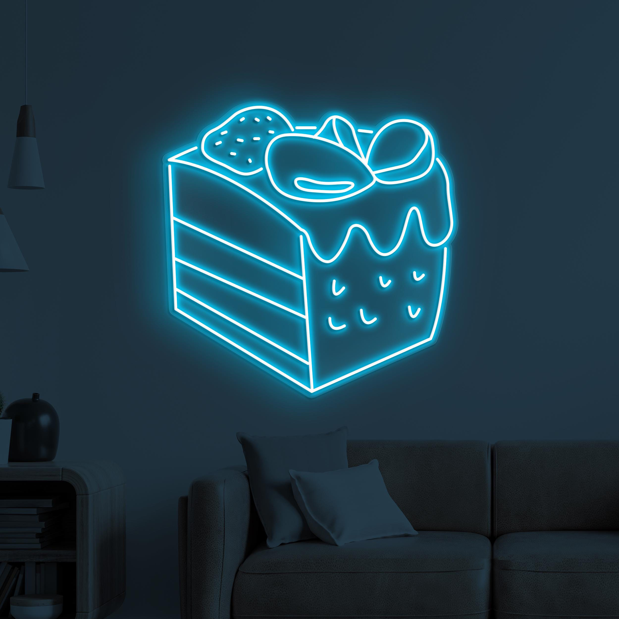 Cake Slice Neon Sign, Cake Slice LED Light, Dessert Wall Decor, Birthday Cake Art, Sweet Treat Sign, Cake Shop Neon Light, Bar & Cafe Decor
