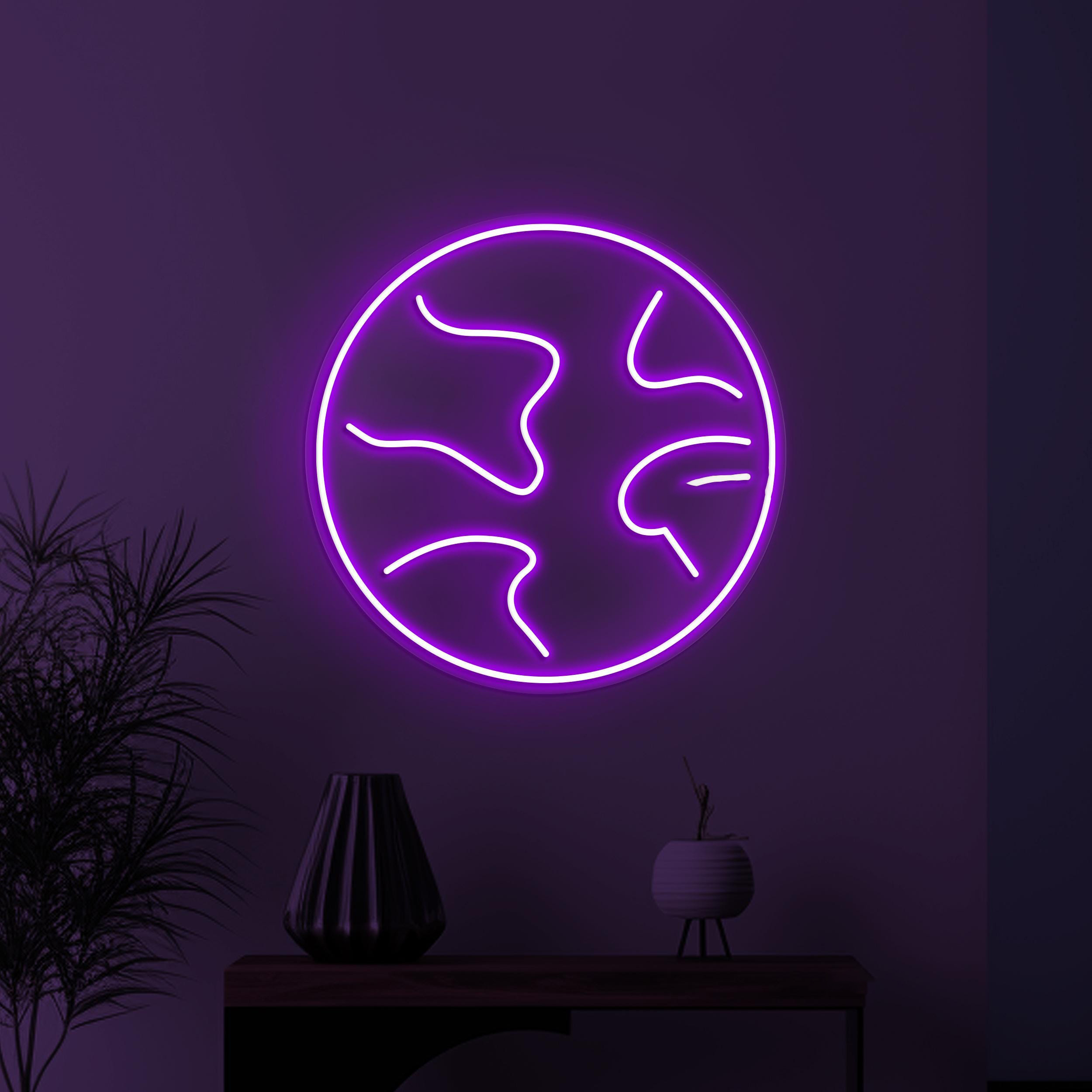 Earth Neon Sign, Earth LED Neon Art, Global Neon Light, World Travel Wall Decor, Planet Neon Decor, Home Wall Art, Custom Earth Led Light