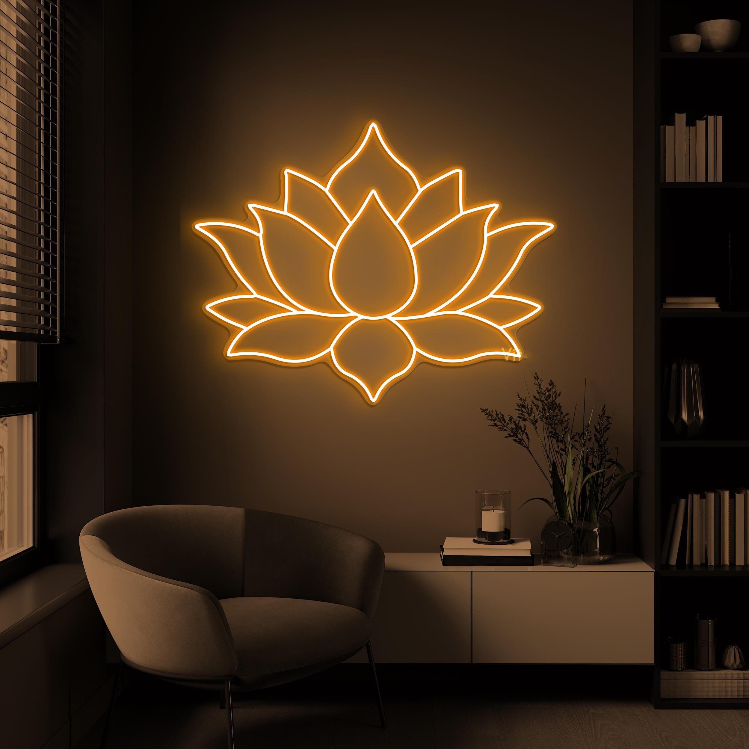 Lotus Flower Neon Sign, Lotus Flower LED Light, Minimalist Lotus Flower Design, Home Wall Decor, Yoga Led Wall Art, Blossom Decor for Party