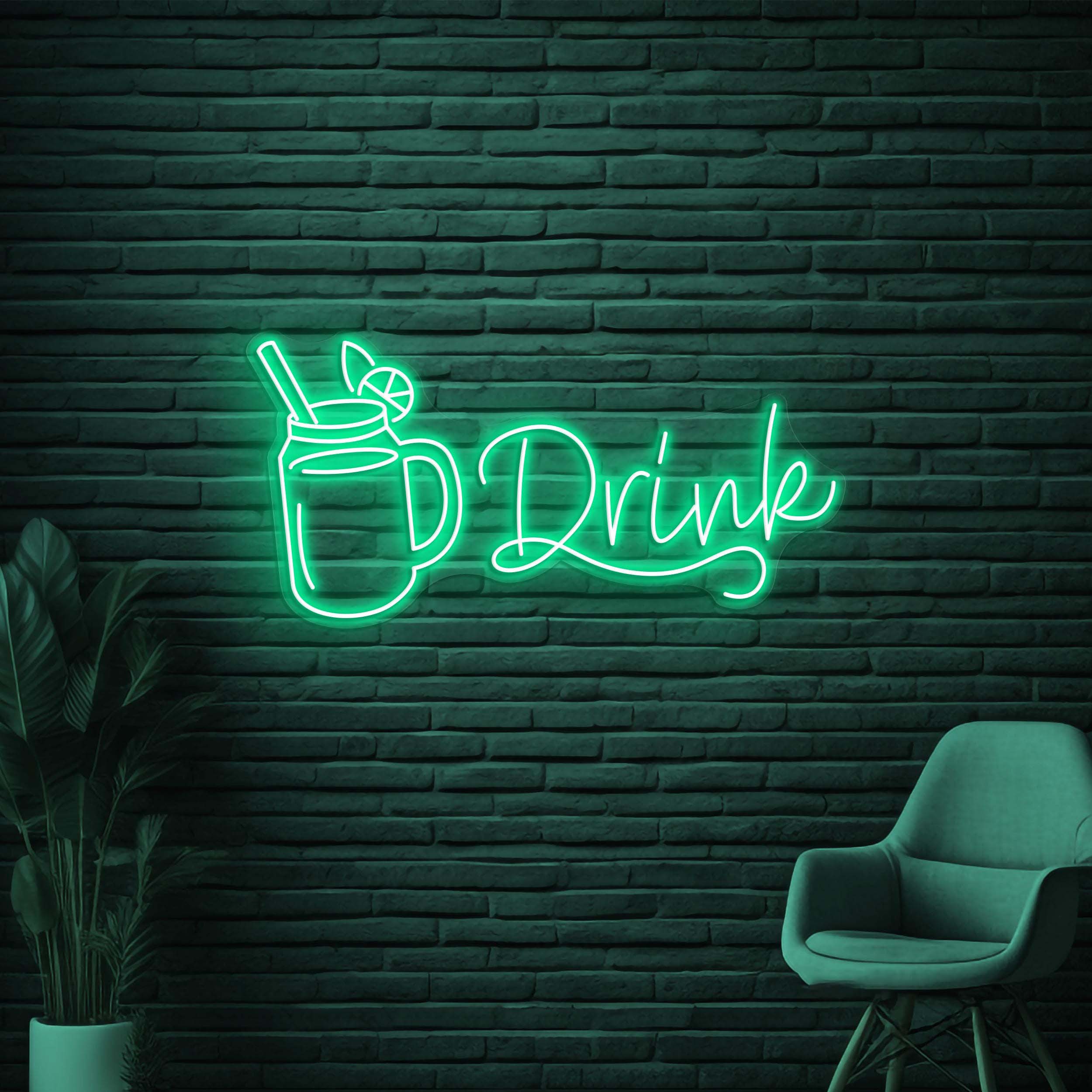 Drink Neon Sign, Drink LED Light, Drink Up Wall Art, Bar Wall Decor, Juice Shop Neon Light, Cocktail Neon Sign, Drunk Art, Drink Corner Sign