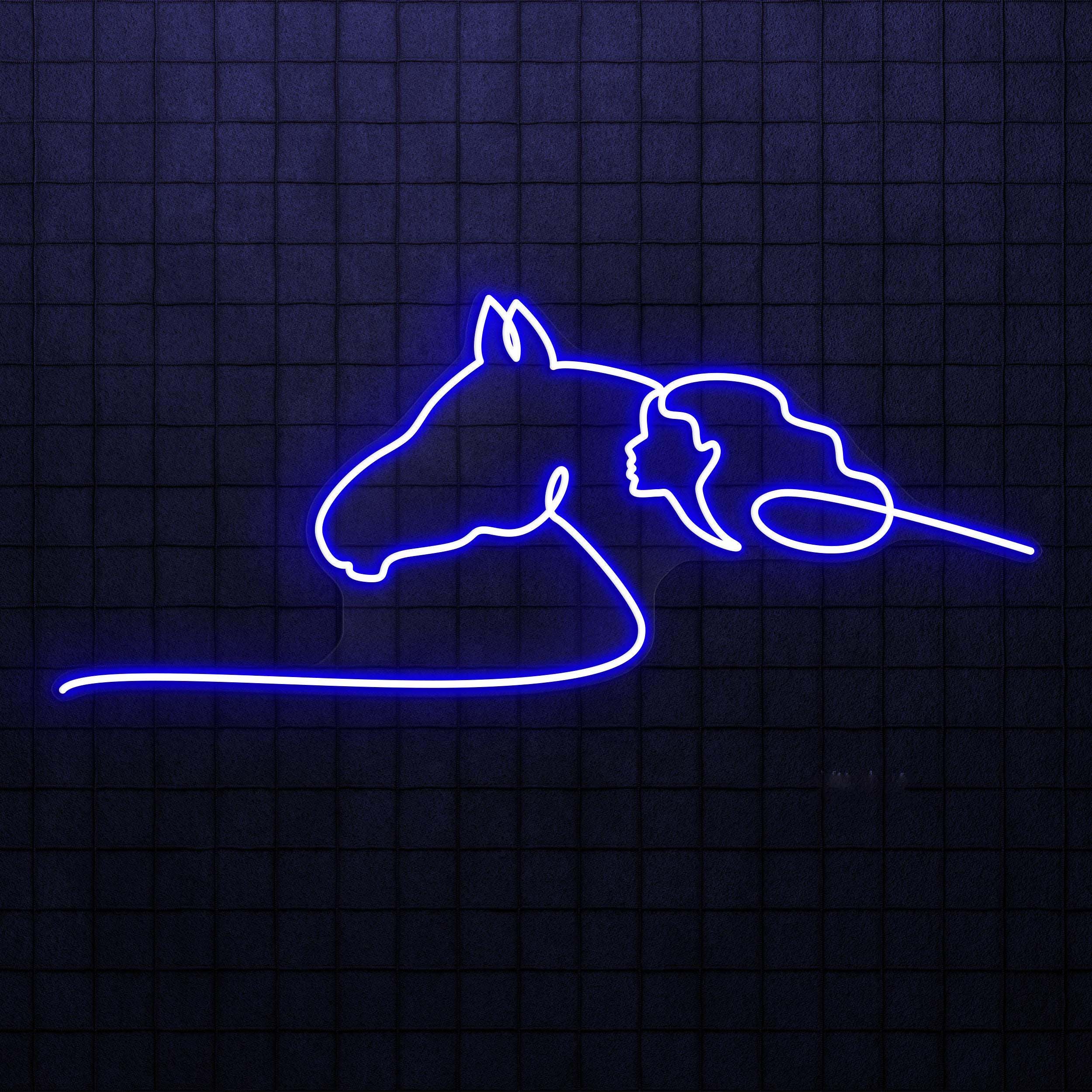 Horse and Woman Neon Sign, Horse and Woman LED Light, Girl Horse Riding Wall Art, Animal Shop Wall Decor, Horse Ride Club Light, Horse Lover
