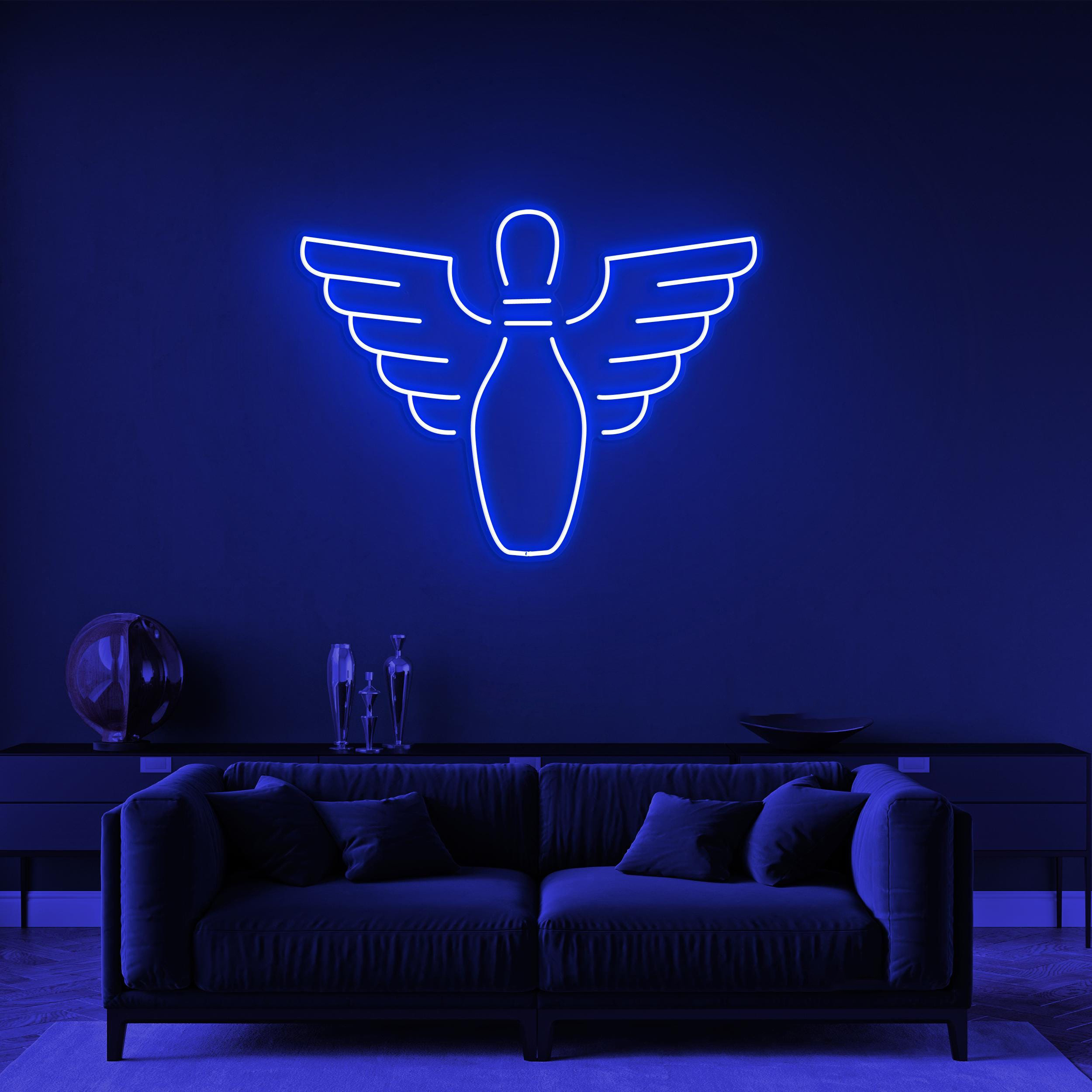 Bowling Pin With Wings Neon Light, LED Neon Sign, Game Room Decor, Bowling Alley Decor, Sports Fans Gift, Neon Wall Art, Custom Neon Sign