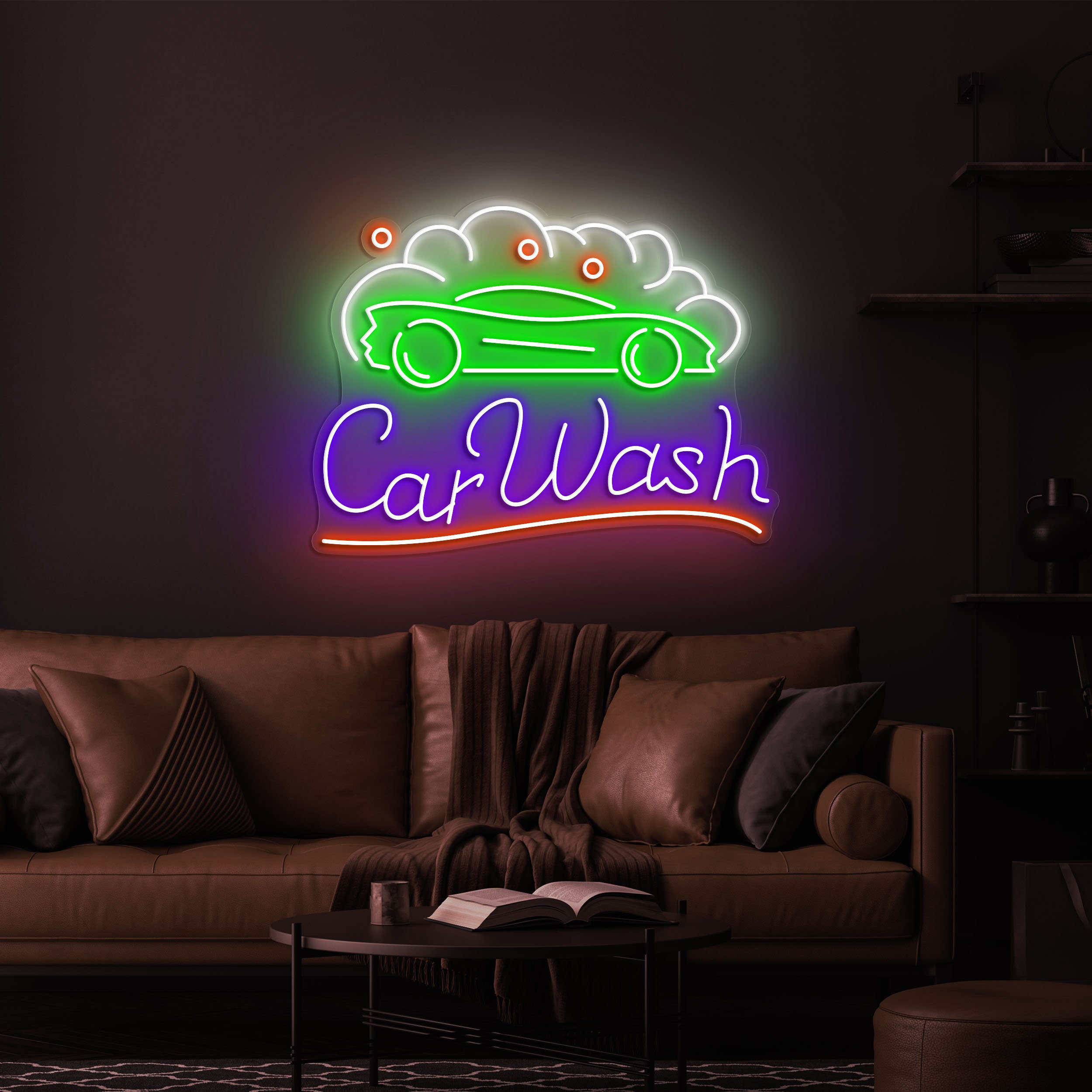 Car Wash Neon Sign, Custom Automotive Decor for Garages, Home Garages, Car Washes, and Auto Detailing Centers, Eye-catching Garage Sign