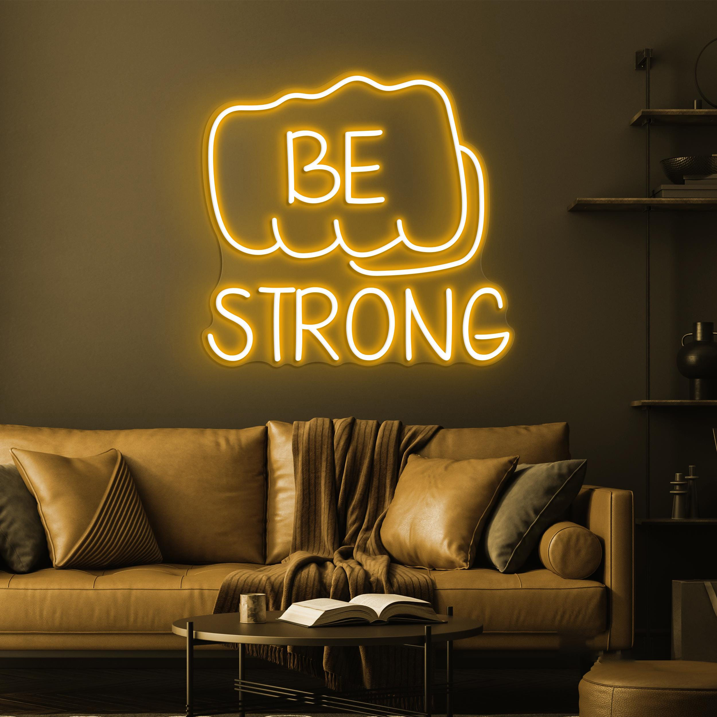 Be Strong Neon Sign, Be Strong LED Light, Gym Wall Decor, Jab Hand Wall Art, Motivational Neon Light, Personalized Sign, Fitness Led Sign