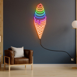 Ice Cream Cone Neon Light, Ice Cream Shop Decor, Ice Cream Neon Sign, Shop & Room Decor, Restaurant Personalized Gift, Kitchen Neon Light