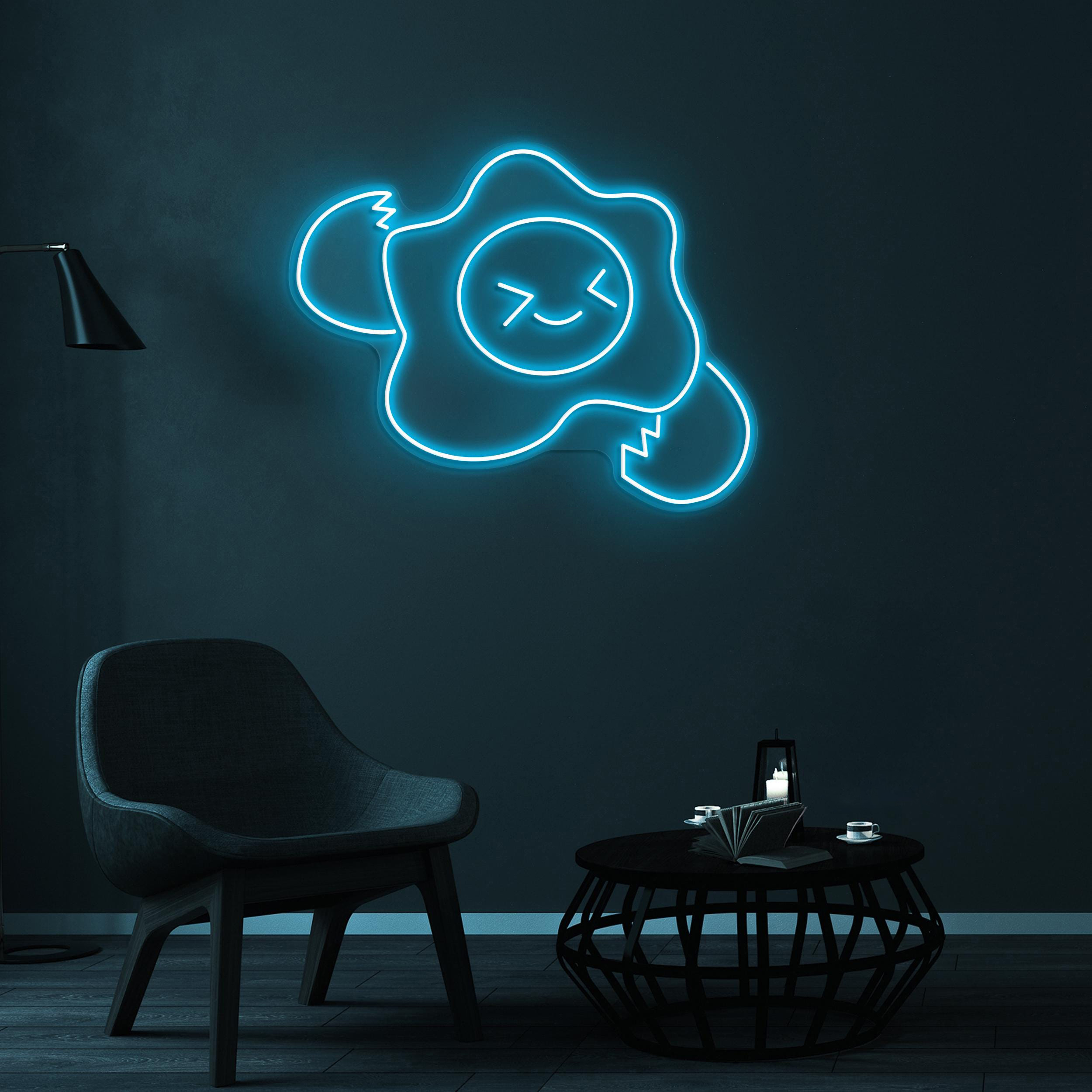 Egg Neon Sign, Broken Egg LED Light, Egg Face Wall Art, Sunny Side Up Led Sign, Breakfast Neon Light, Cafe Wall Art, Kitchen Decor, Gift