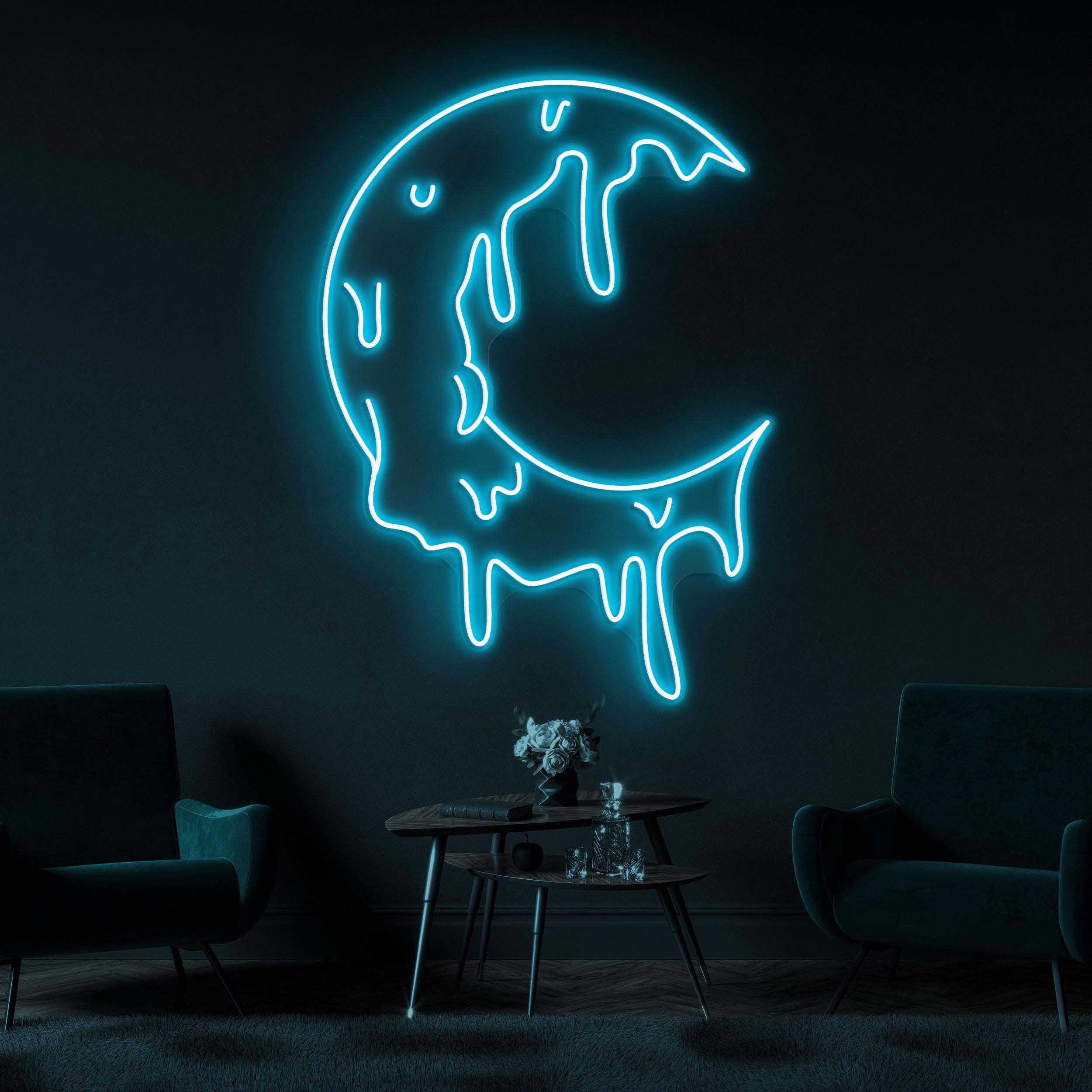 Melting Moon Neon Sign, Melting Moon LED Light, Dripping Crescent Wall Decor, Dripping Moon Wall Art, Nursery Room Neon Light, Home Decor
