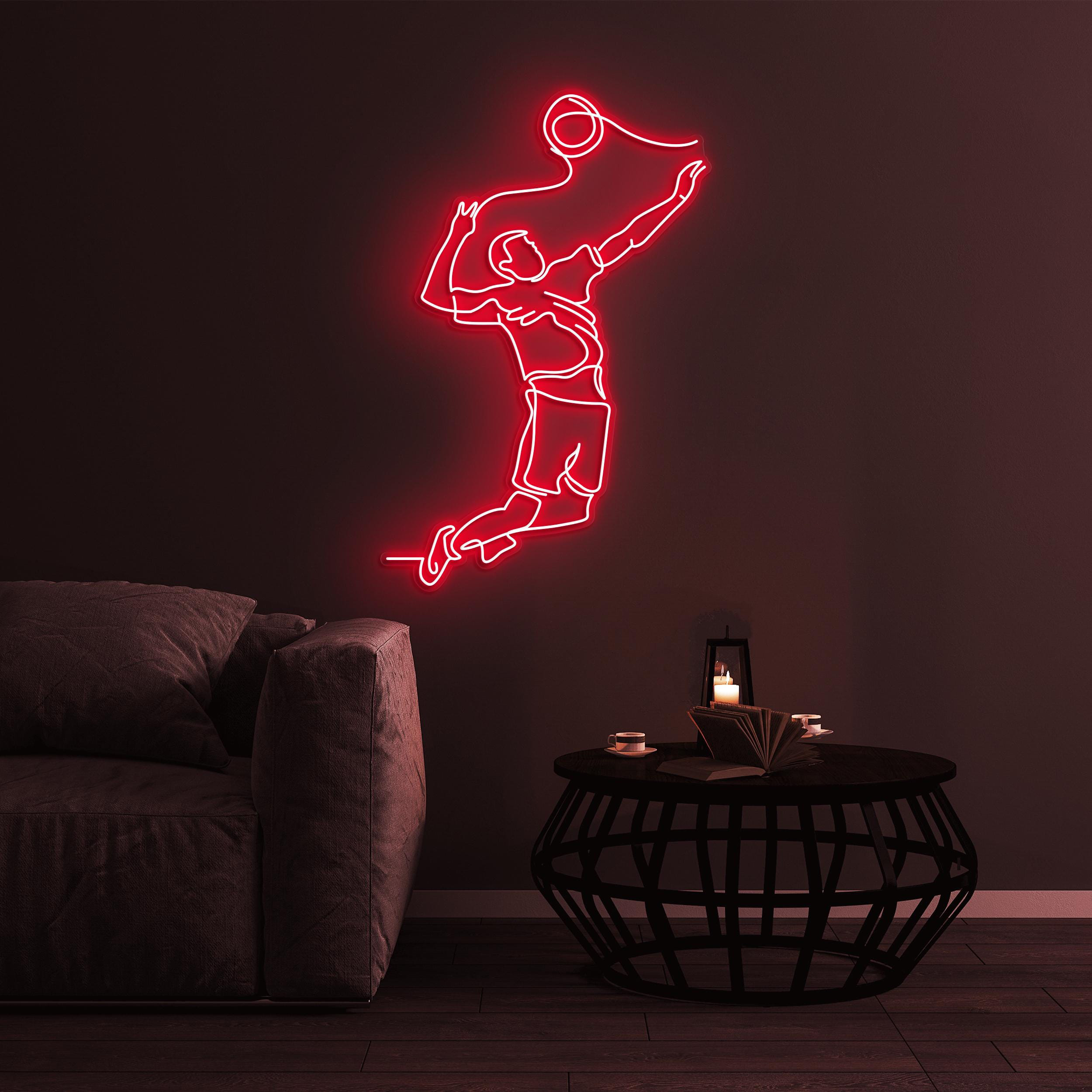 Jumping Player Neon Sign, Jumping Player LED Light, Sports Man LED Neon Art, Sports Club Wall Art, Gallery Wall Decor, Game Room Wall Art