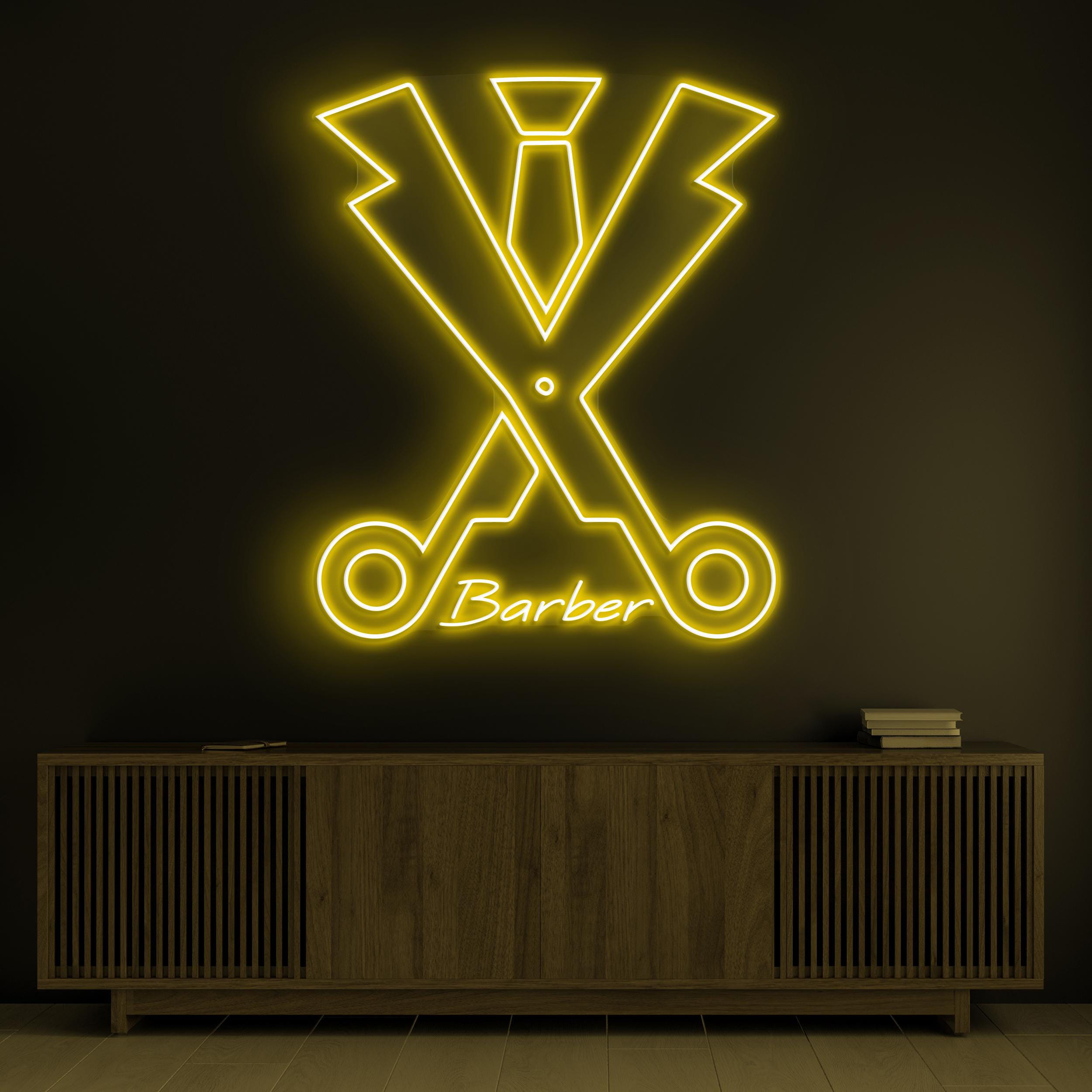 Barber Neon Sign, Barber LED Light, Barber Shop Wall Decor, Suit Scissors Neon Light, Barber Suit Neon Art, Dapper Cut Decor, Custom Sign