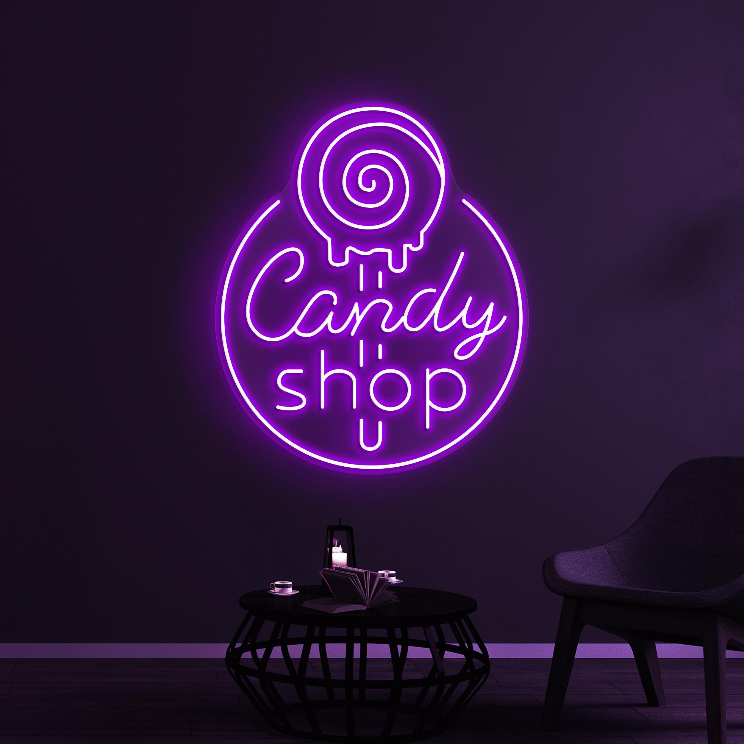 Candy Shop Neon Sign, Candy Shop LED Sign, Lollipop Candy Wall Decor, Candy Shop Logo Sign, Dessert Shop Art, Christmas Party Wall Decor