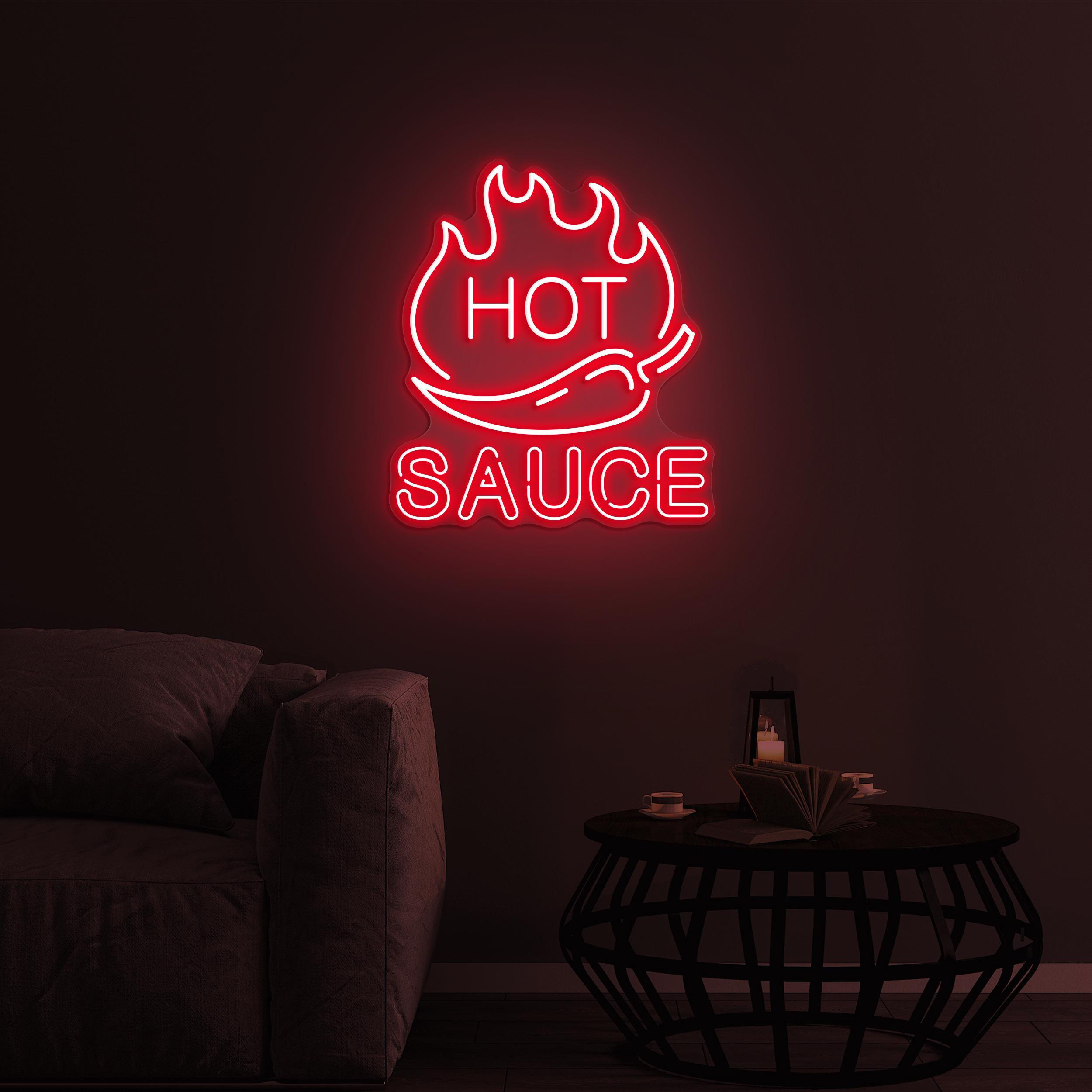 Hot Chili Sauce Neon Sign, Hot Chili Sauce LED Light, Hot Sauce Wall Decor, Spicy Food Restaurant Decor, Fire Chili Art, Spice Lovers Gift