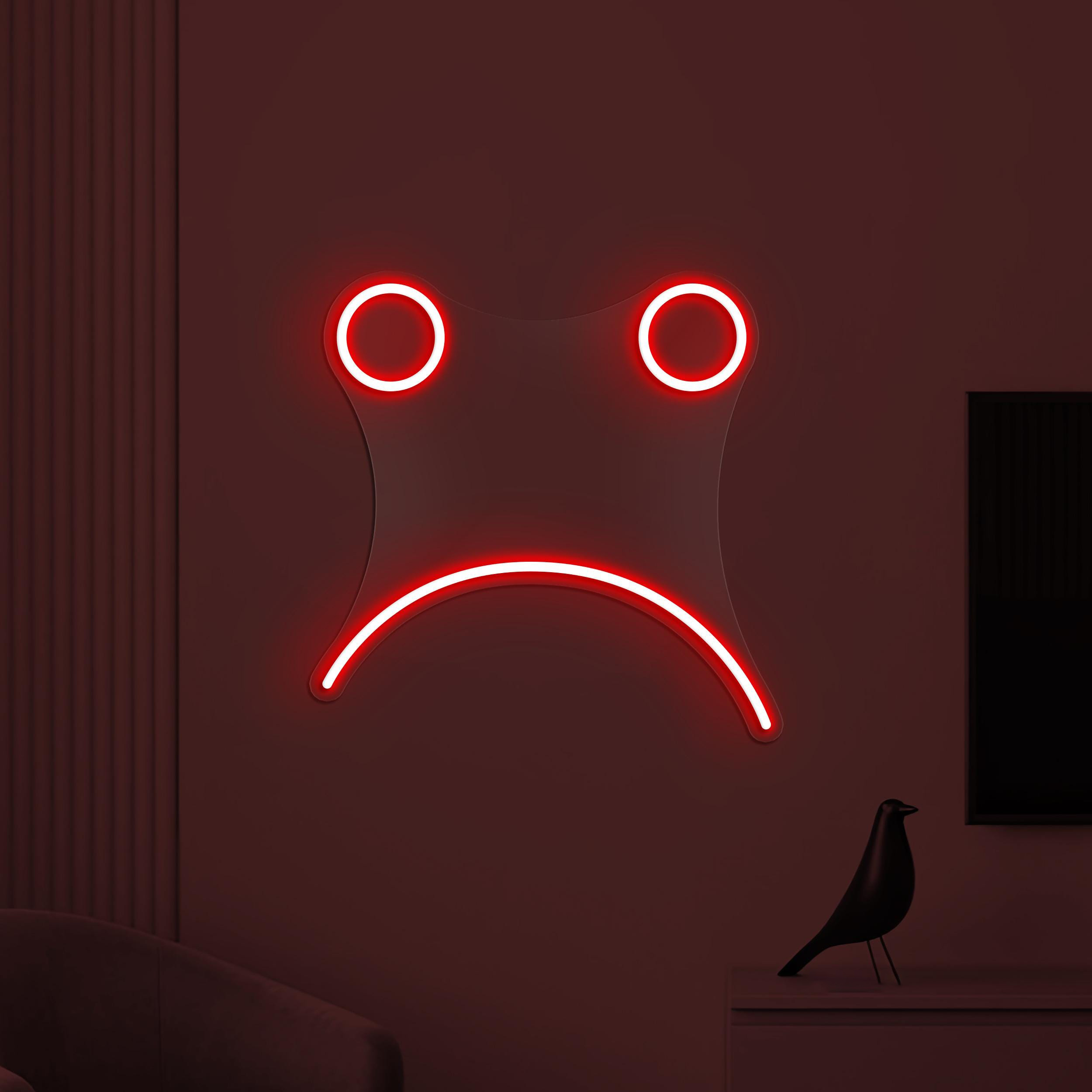 Sad Face Neon Sign, Sad Face LED Light, Sad Emoji Wall Decor, Kids Room Wall Art, Customized Neon Sign, Home Wall Art, Cafe and Bar Led Sign