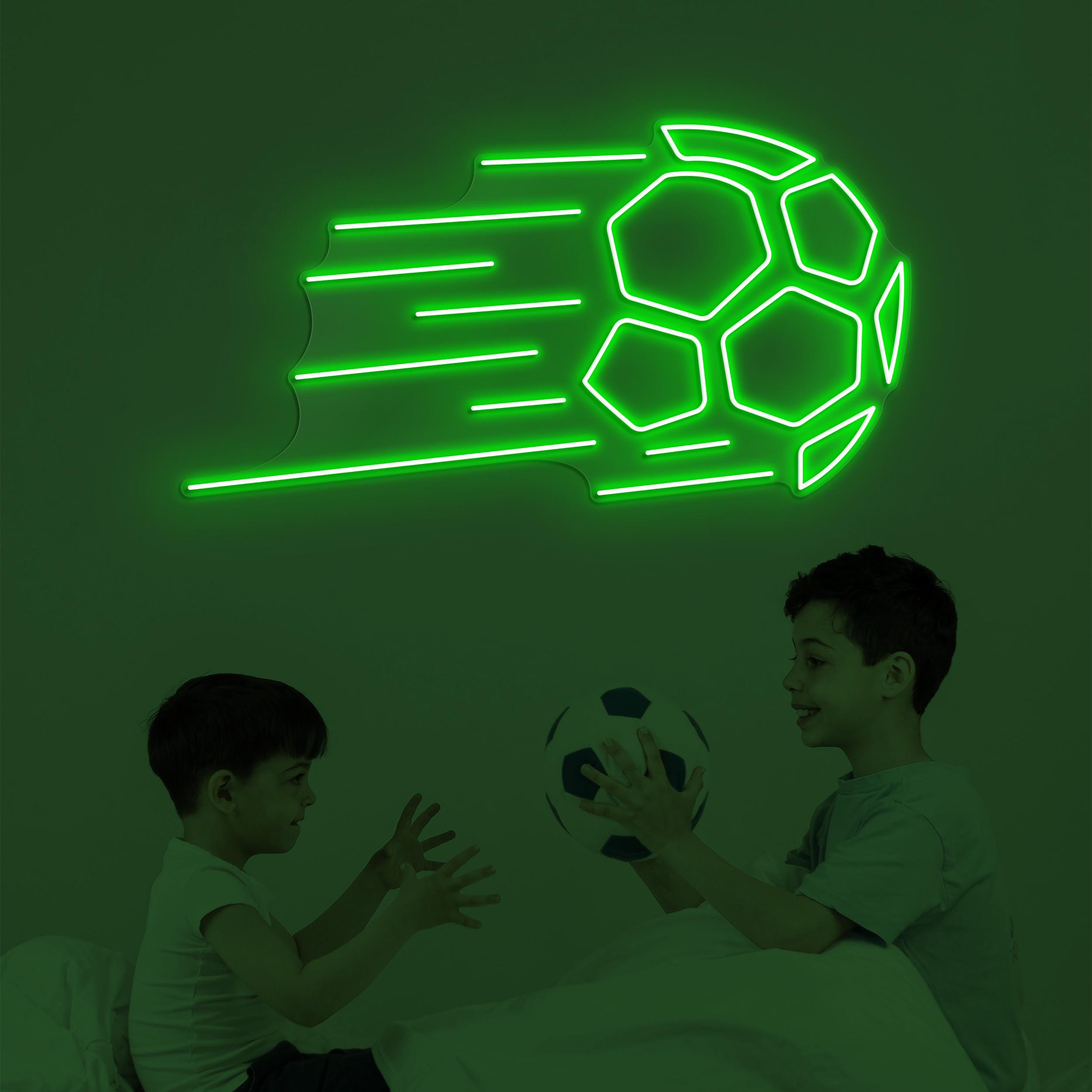 Soccer Ball Neon Sign, Soccer Ball LED Light, Flaming Soccer Ball Wall Art, Game Room Wall Decor, Fire Soccer Neon Light, Sports Shop Decor