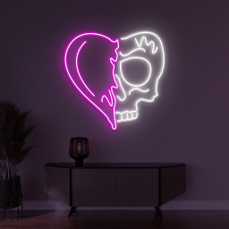 Heart and Skull Neon Sign, Heart and Skull LED Light, Custom Neon Sign, Halloween Wall Decor, Skull Head With Heart Sign, Skeleton Heart Art