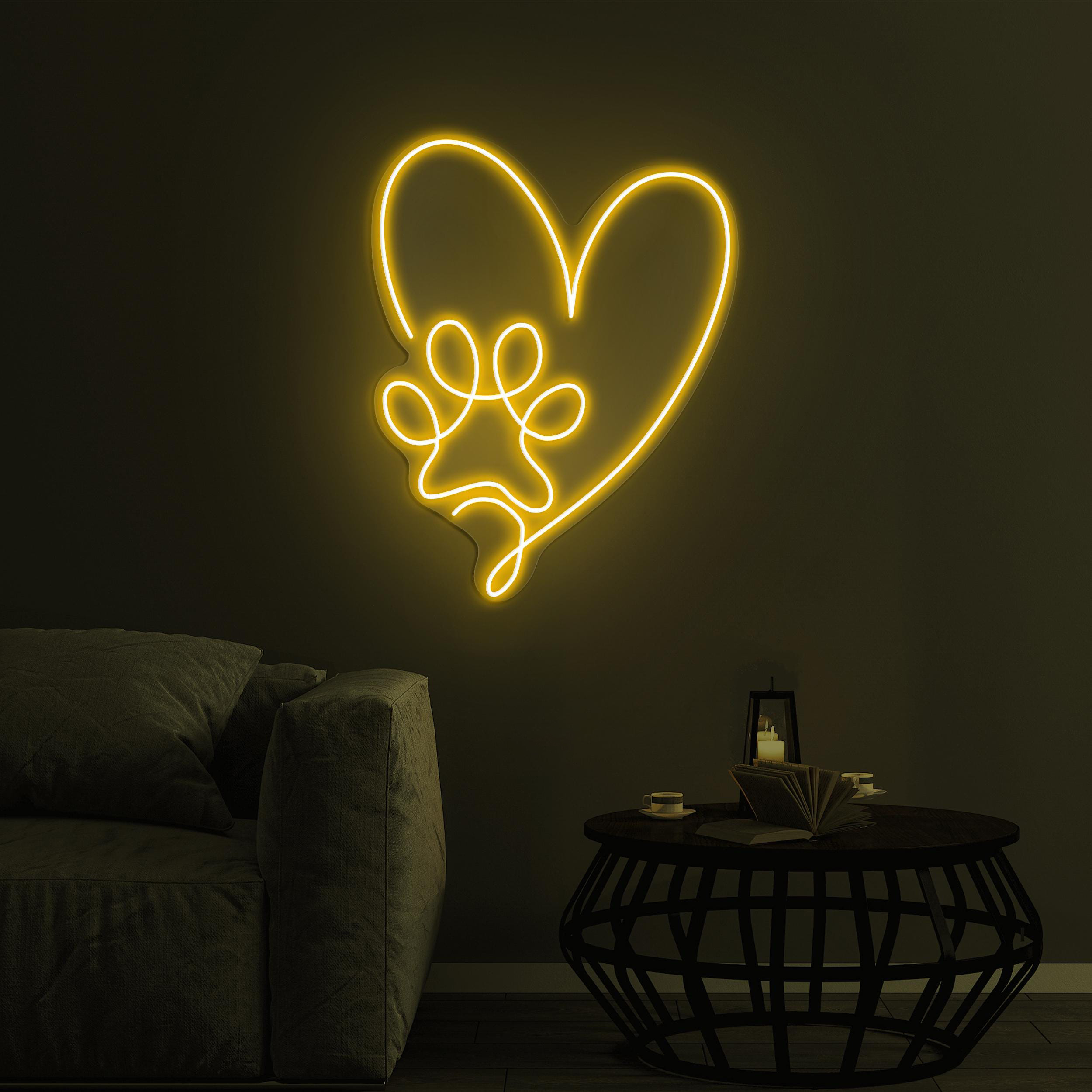 Heart Dog Paw Neon Sign, Heart and Paw LED Light, Pet Store Wall Decor, Pet Spa Neon Sign, Custom Neon Sign, Dog Lover Gift, Home Wall Decor