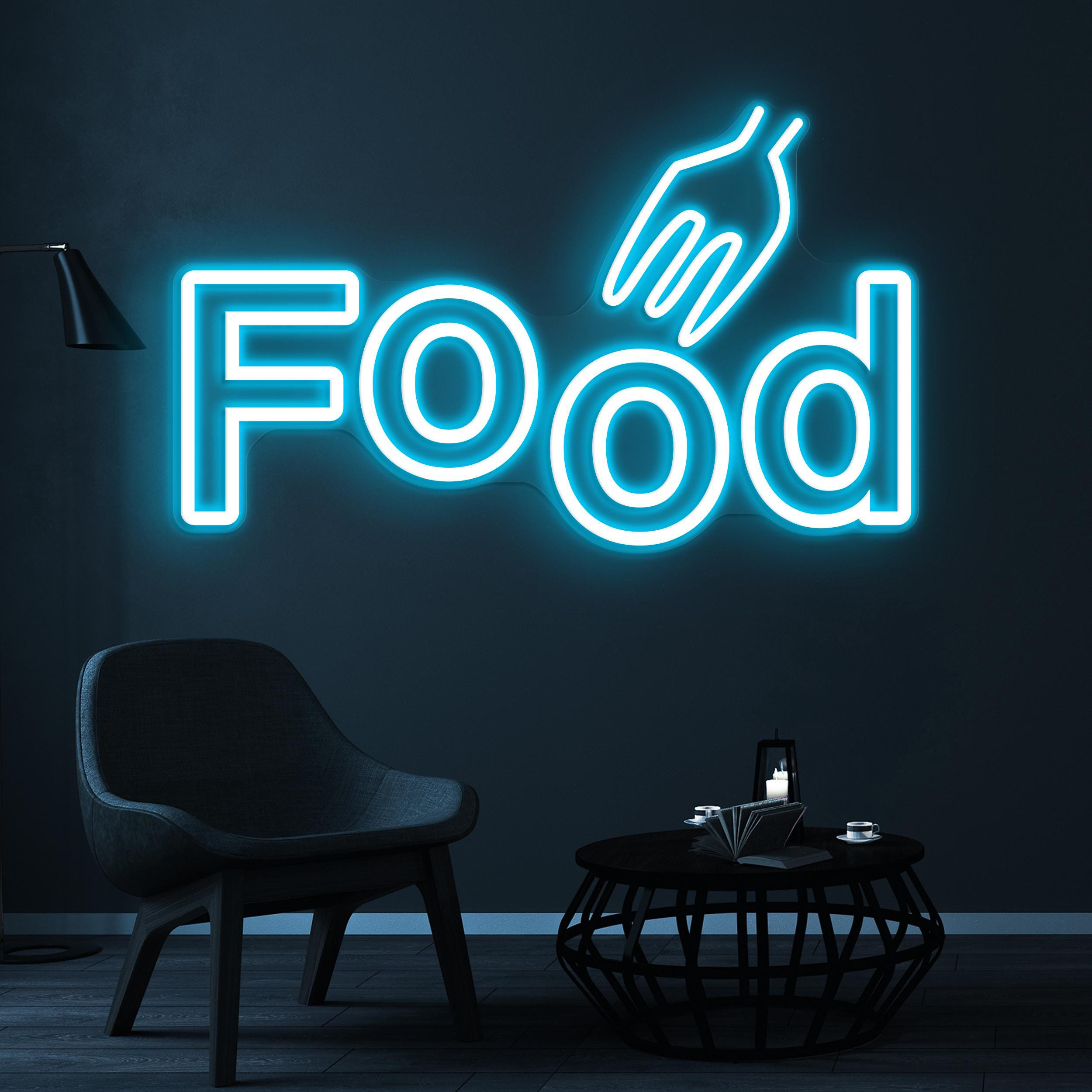 Food Neon Sign, Food LED Light, Fork Food Wall Decor, Restaurant Wall Art, Eat Food Neon Sign, Cafe and Bar Neon Light, Kitchen Neon Decor