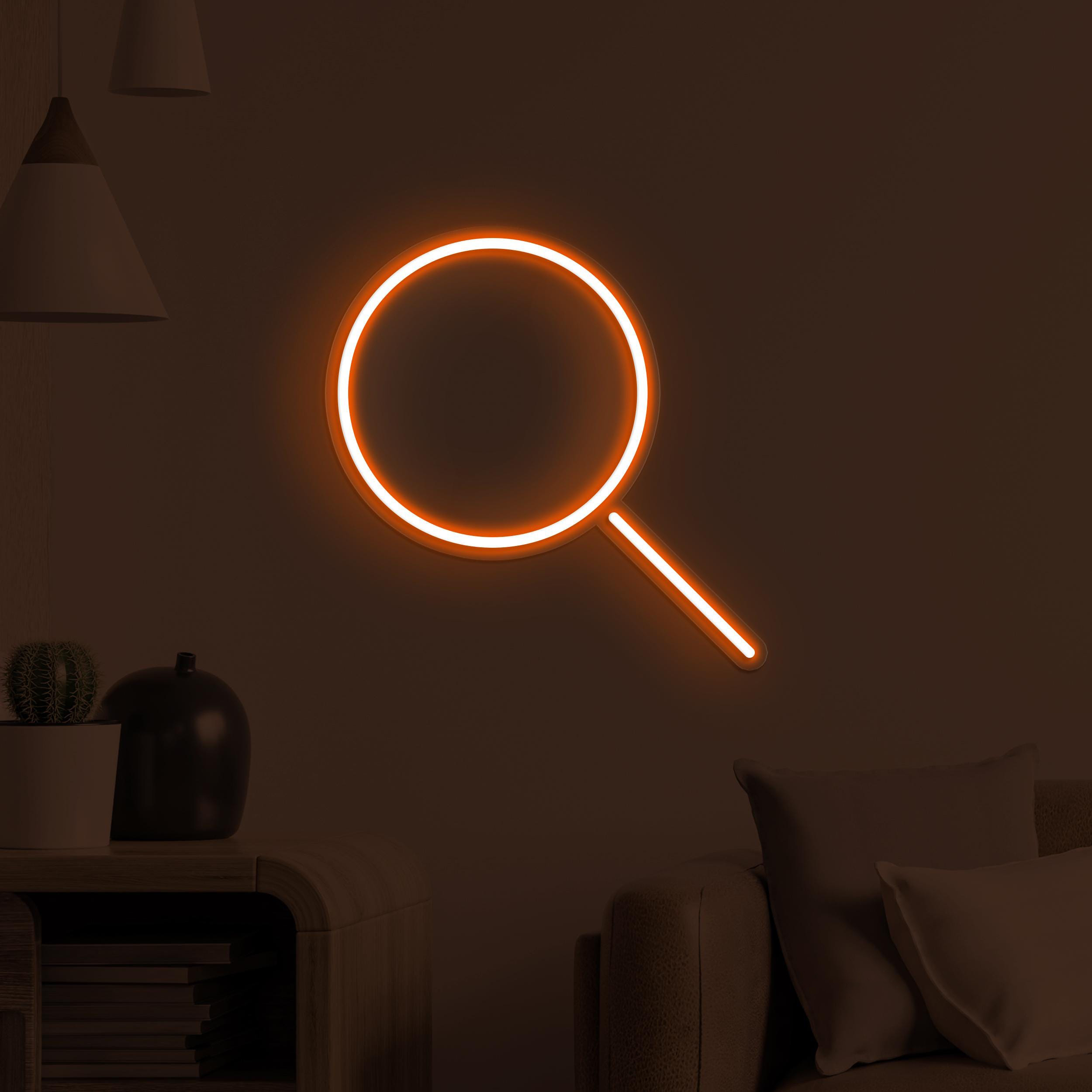 Magnifying Glass Neon Sign, Magnifying Glass LED Light, Led Wall Decor, Scientist Neon Light, Search Light Wall Art, Home Neon Decor, Gift