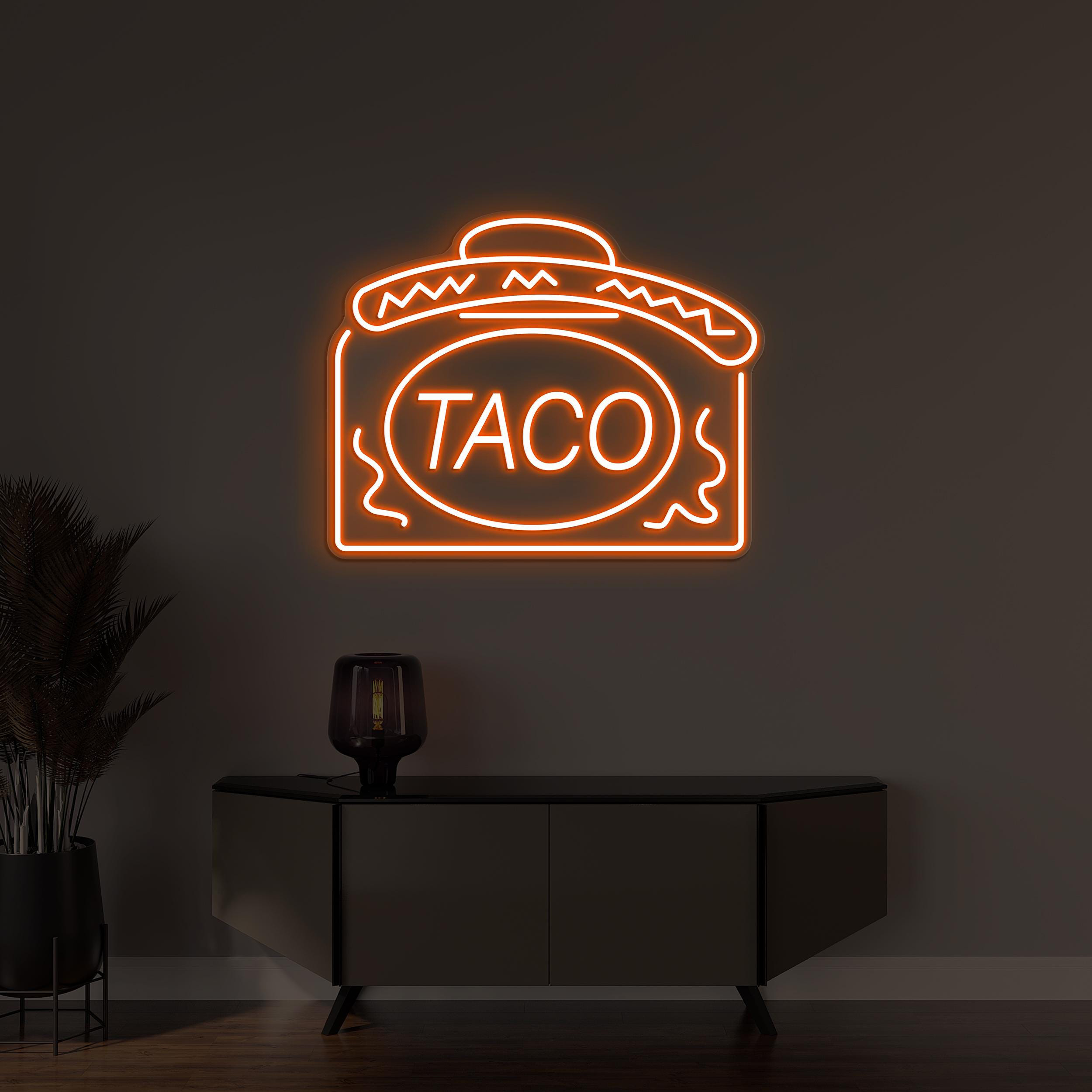 Taco Neon Sign, Taco LED Light, Taco Hat Wall Art, Mexican Wall Art, Home Wall Decor, Restaurant Mexican Light, Kitchen Wall Sign, Taco Art