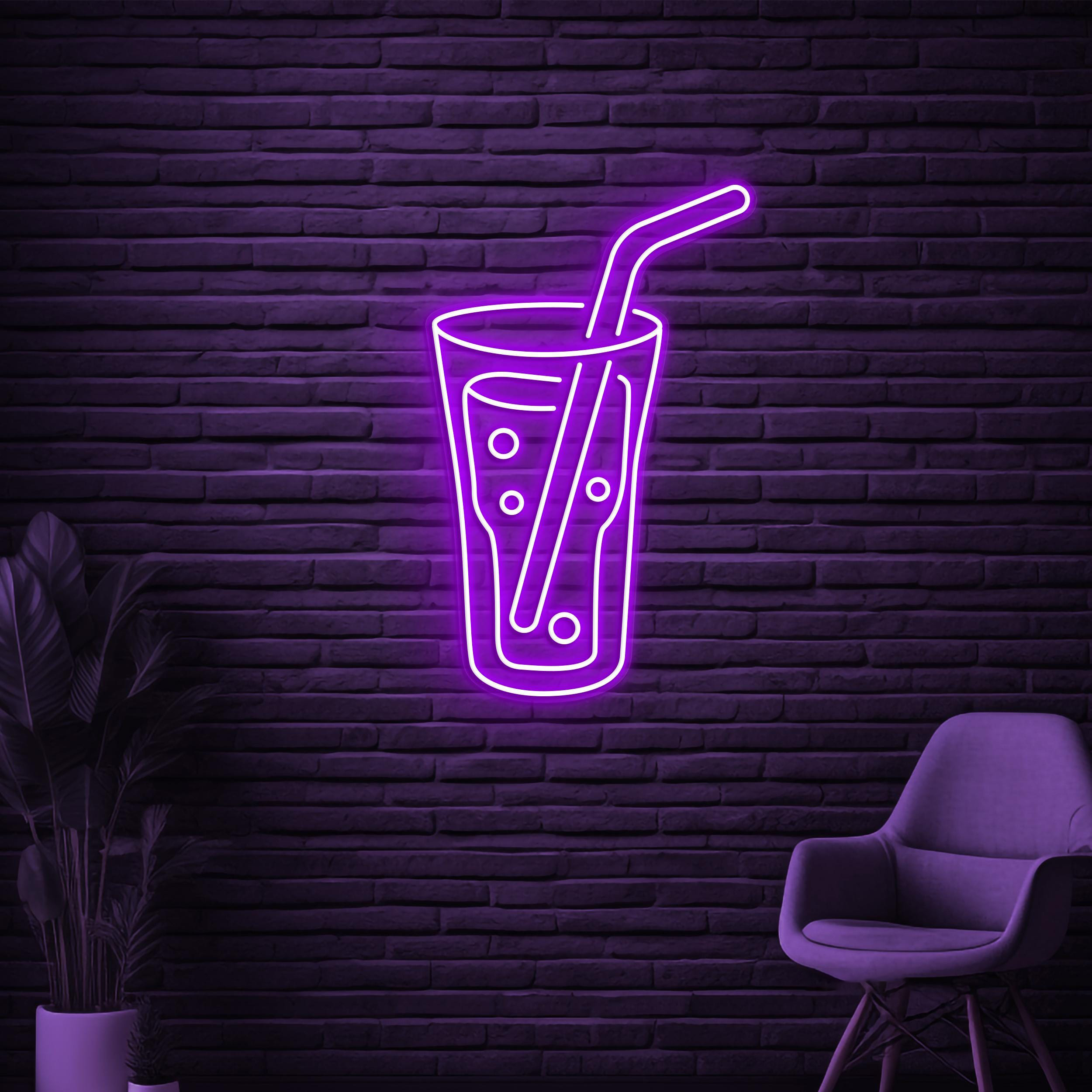 Juice Neon Sign, Drink LED Light, Bar Wall Decor, juice Shop Wall Art, Custom Neon Sign, Glass Neon Sign, Led Neon Art, Glass Shop Decor