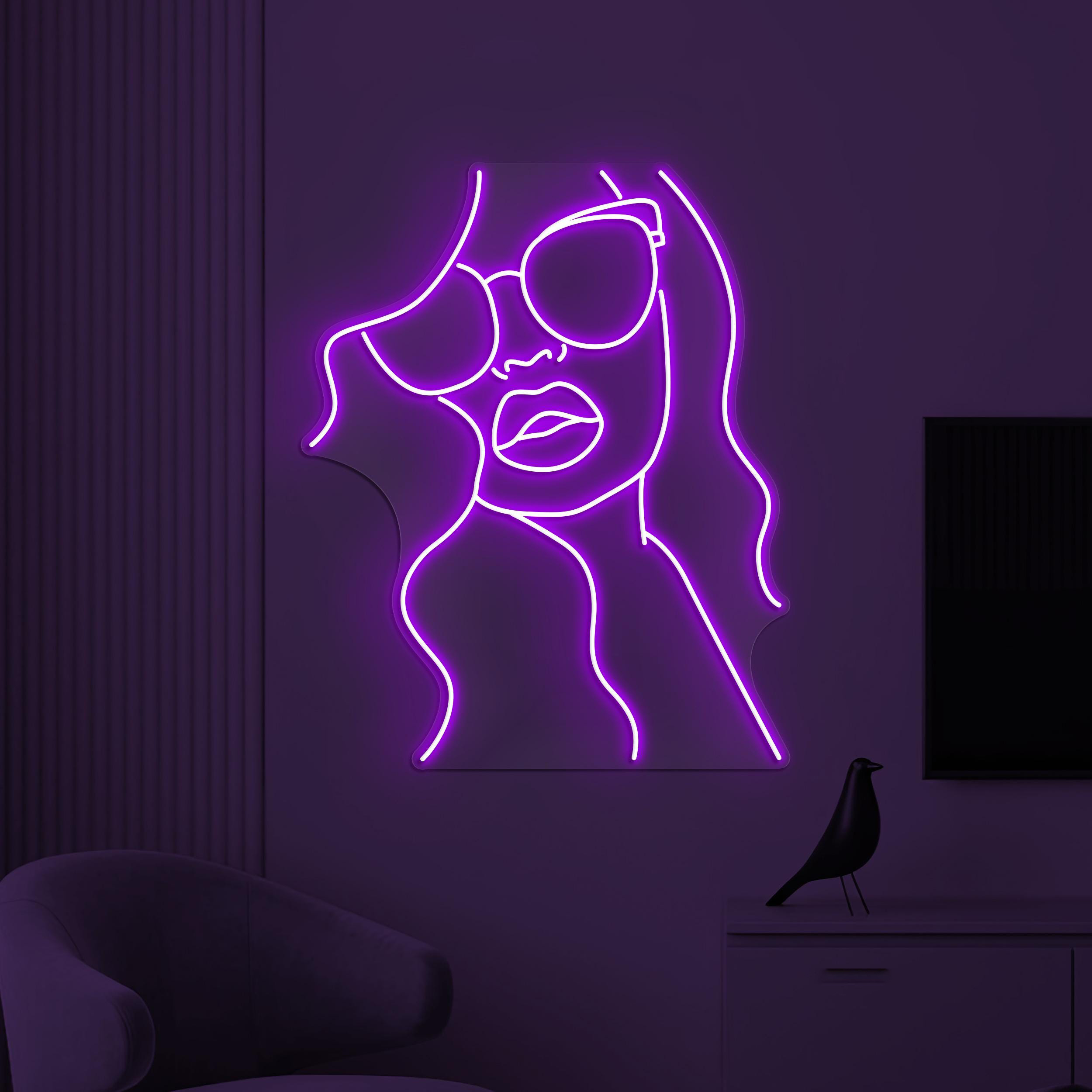Girl With Glasses Neon Sign, Girl With Glasses LED Light, Beauty Girl Wall Decor, Girl Room Wall Art, Glam Neon Light, Salon Neon Decor