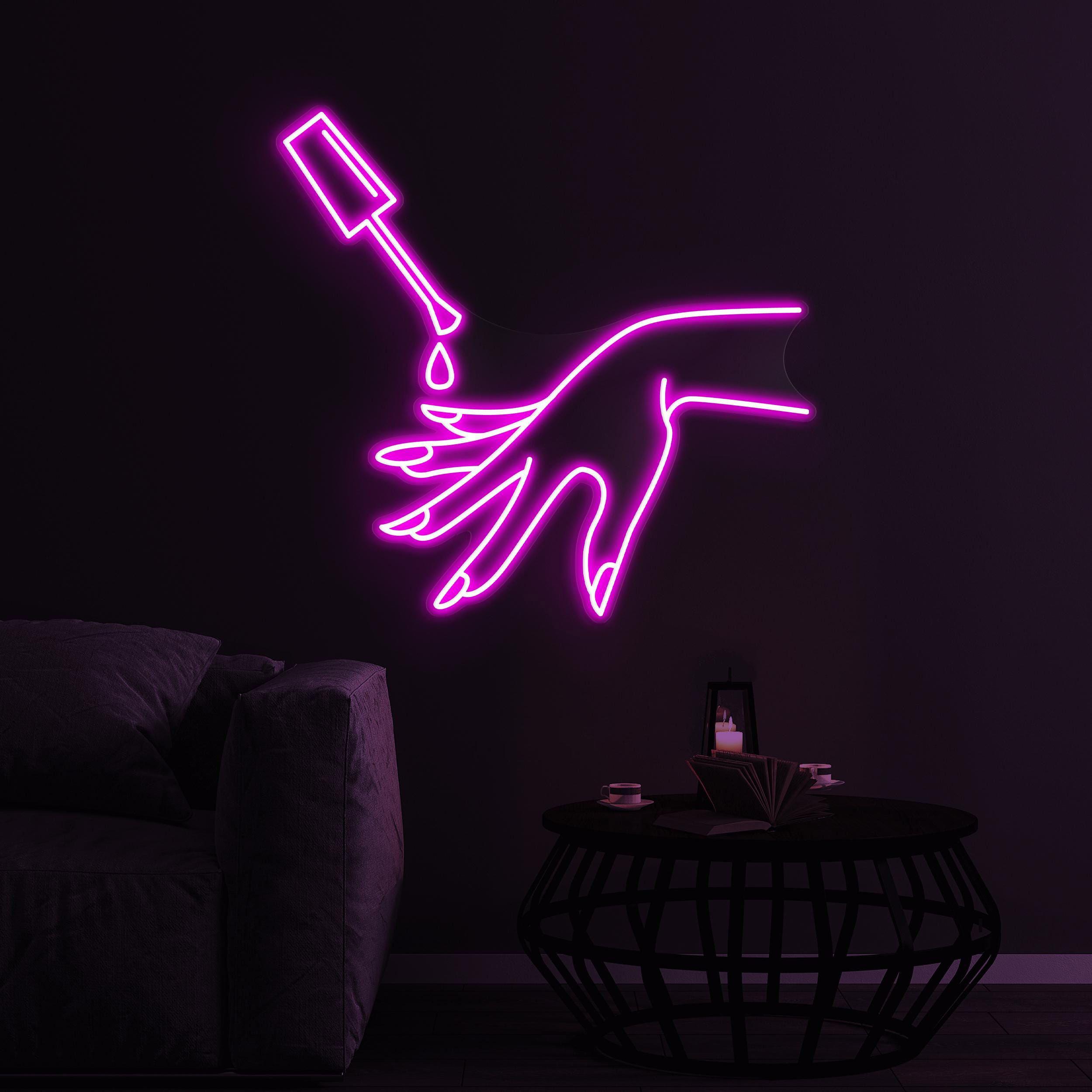 Hand Painting Nails Neon Sign, Hand & Nail Polish LED Light, Nail Polish Hand Light, Beauty Salon Decor, Nail Artist Home Decor, Girly Room