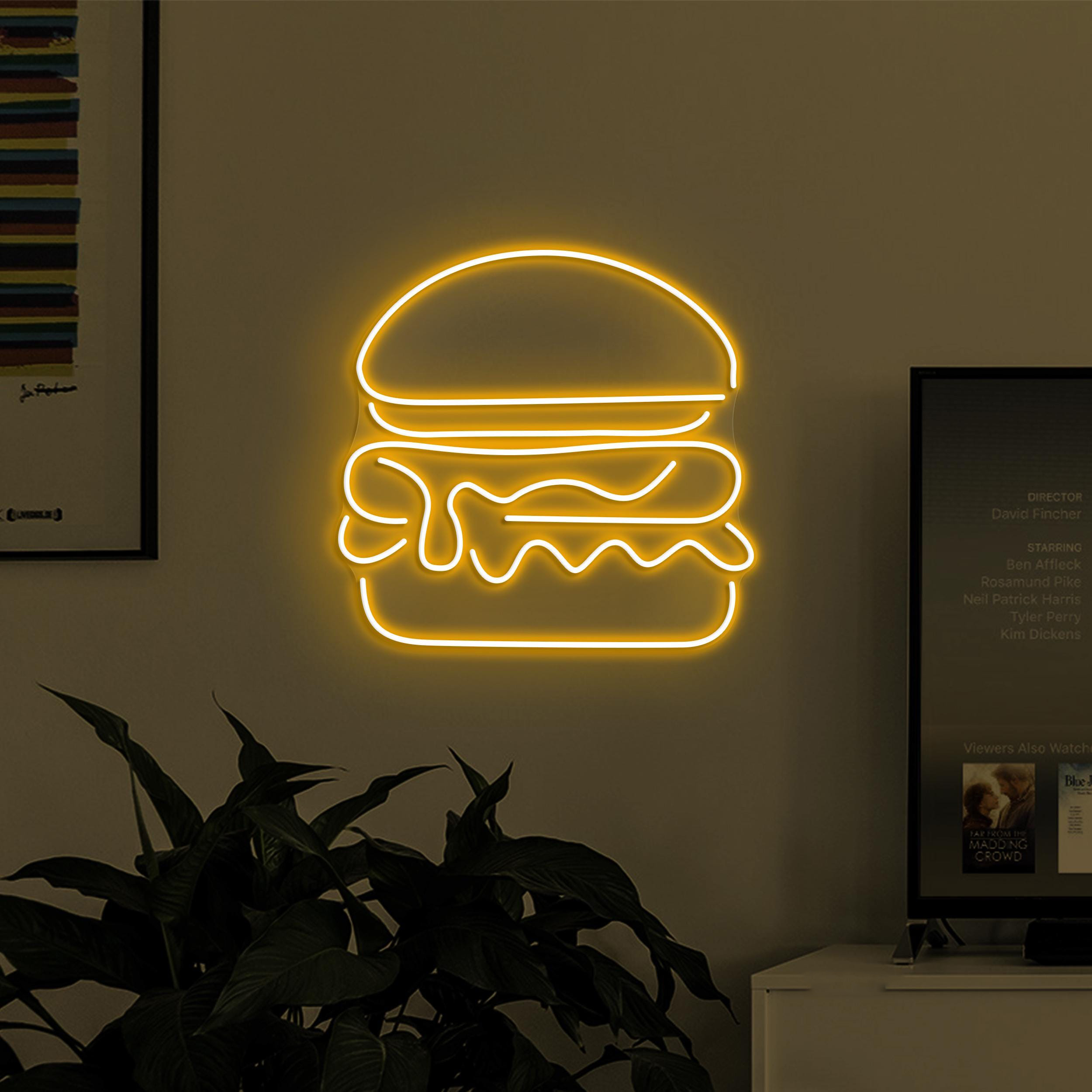 Burger Neon Sign, Burger LED Light, Burger Shop Wall Decor, Fast Food Wall Art, Hamburger Neon Decor, Restaurant Neon Light, Burger Lover