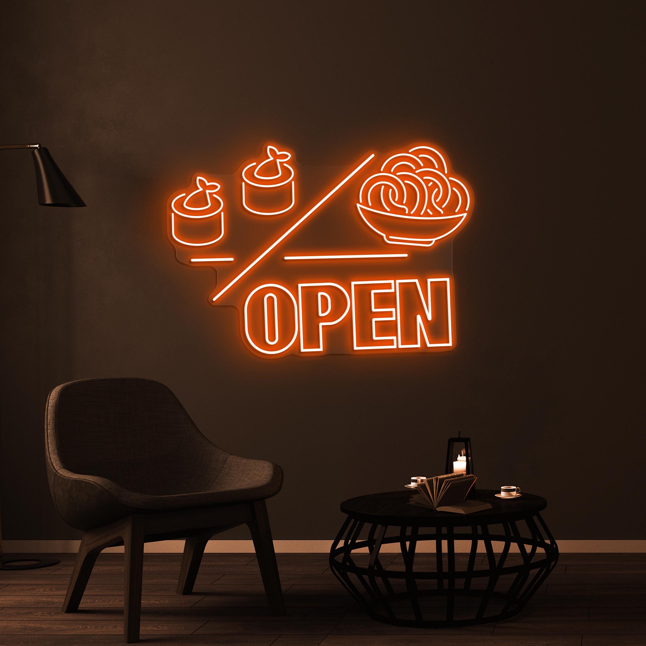 Open Neon Sign, Sushi Open LED Light, Kitchen Wall Decor, Restaurant Wall Light, Business Logo Sign, Japanese Food Sign, Cafe Bar Neon Decor