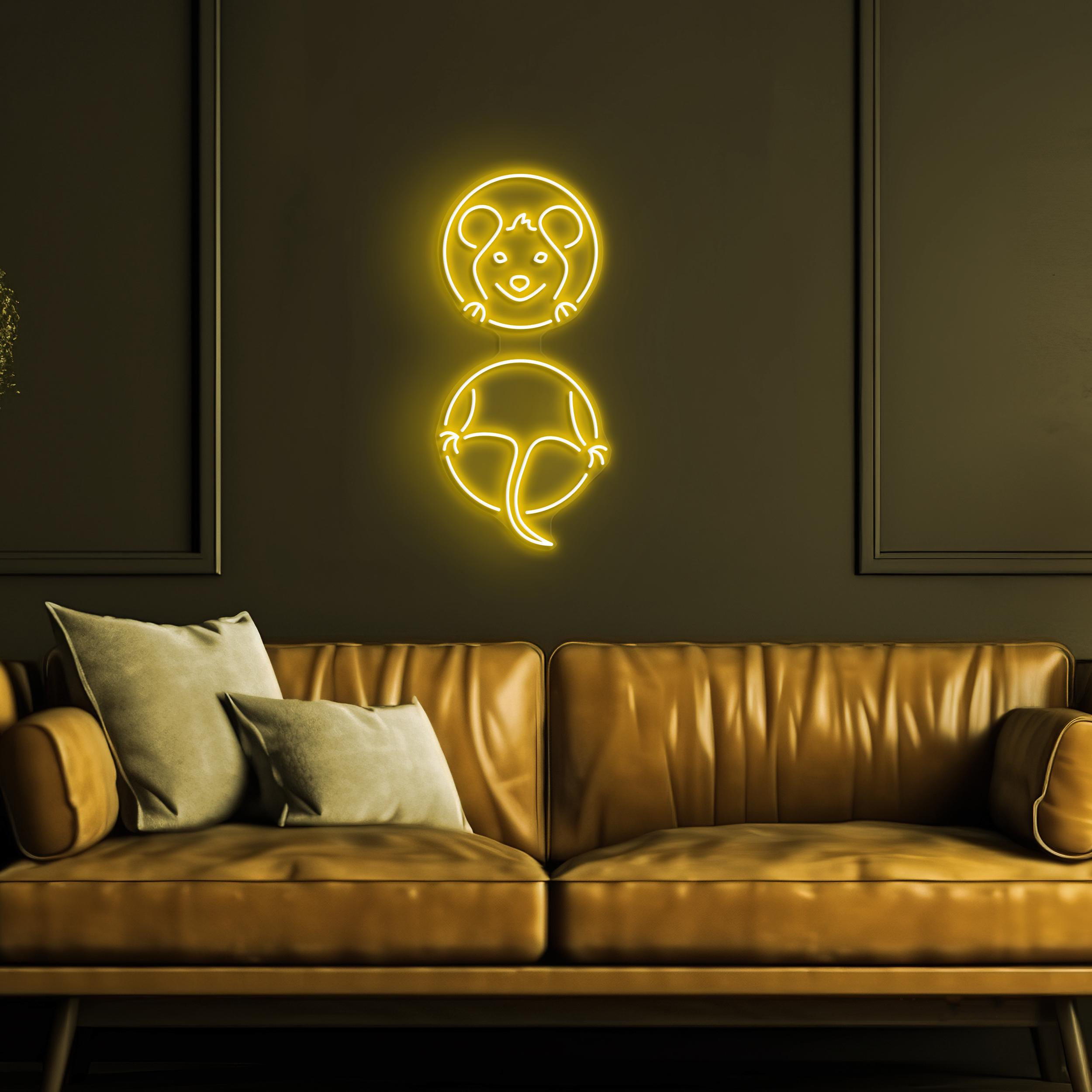 Rat In Hole Neon Sign, Rat In Hole Led Light, Cute Mouse Wall Decor, Kids Room Wall Art, Animal Shop Neon Light, Custom Sign, Mice Wall Art