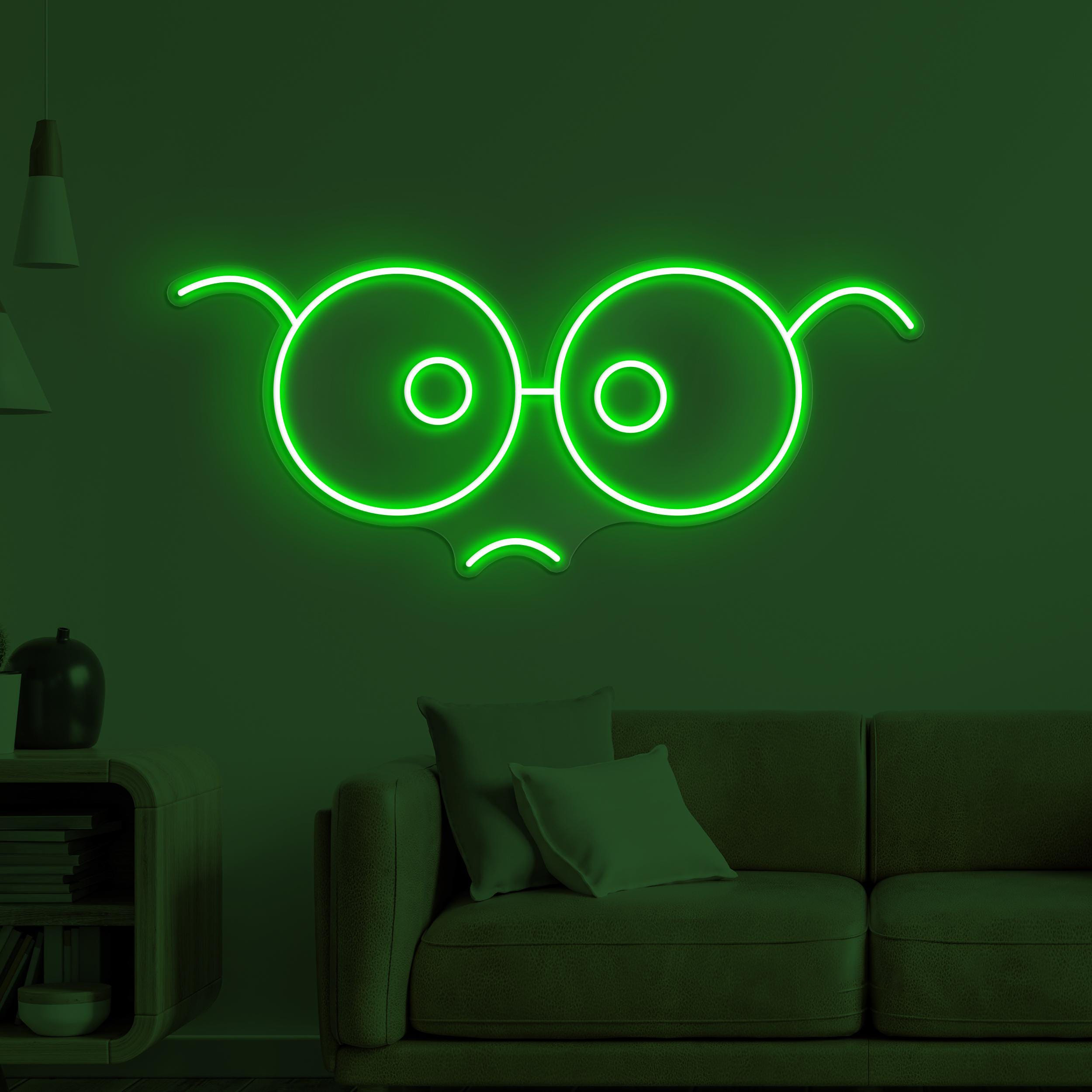 Glasses Face Neon Sign, Glasses Emoji LED Light, Sad Glasses Wall Decor, Led Neon Light, Kids Room Neon Sign, Glasses Shop Wall Decor, Gift