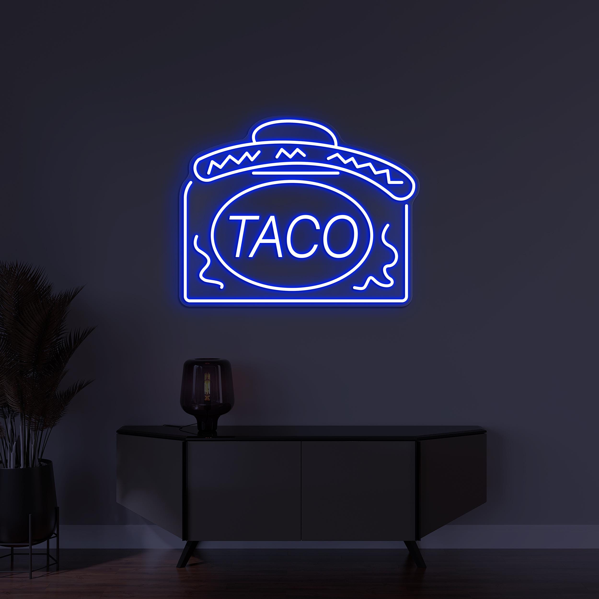 Taco Neon Sign, Taco LED Light, Taco Hat Wall Art, Mexican Wall Art, Home Wall Decor, Restaurant Mexican Light, Kitchen Wall Sign, Taco Art