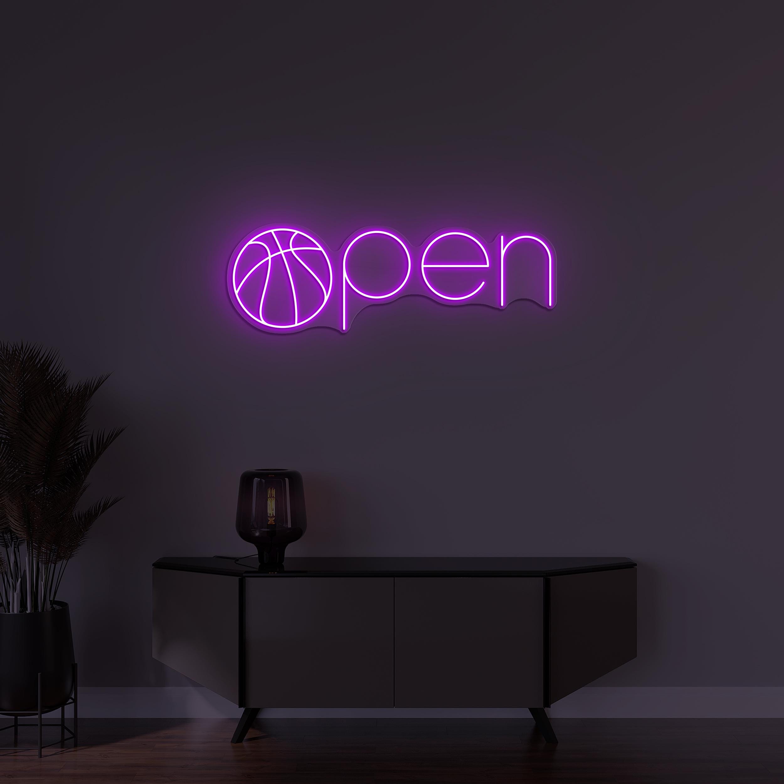 Open Neon Sign, Open LED Light, Basketball Club Wall Decor, Basketball Court Open Wall Art, Sports Shop Led Sign, Business Neon Wall Light
