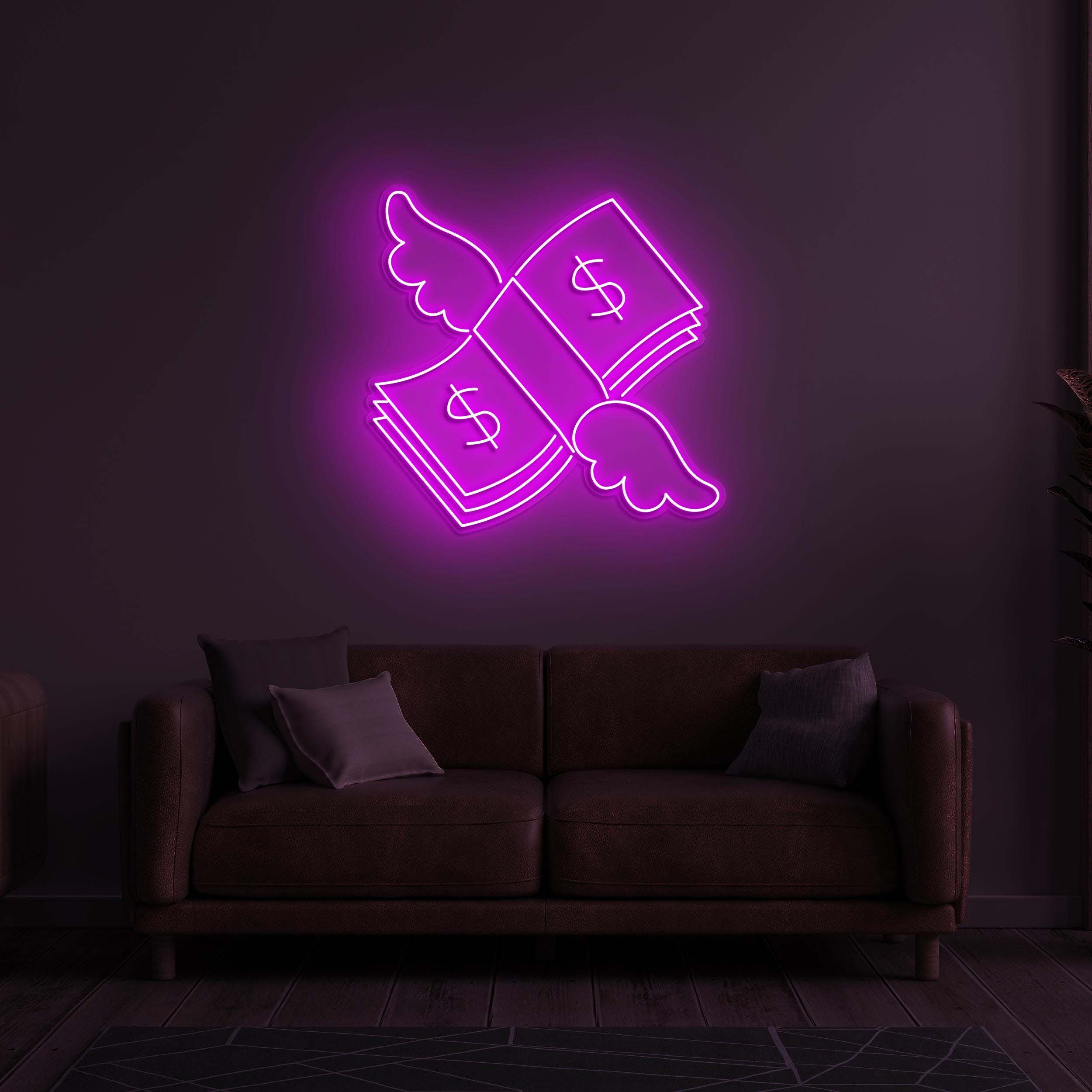 Flying Cash Neon Sign, Cash LED Light, Flying Money LED Neon Art, Bar and Game Room Decor, Custom Cash Neon Sign, Home or Business Decor