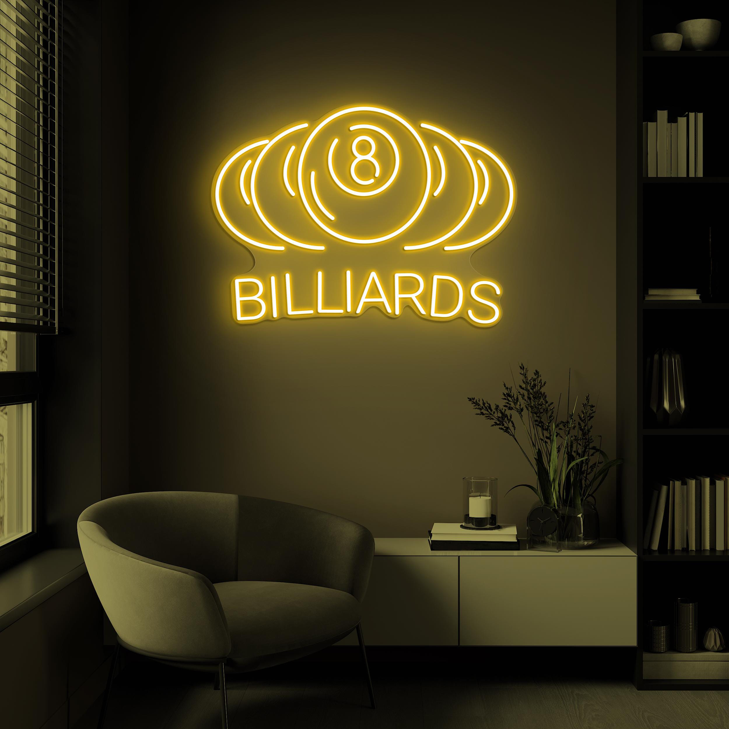 Billiard Neon Sign, Billiard Pool Neon Sign, Billiard 8-Ball Wall Decor, Billiard Club Wall Art, Pool Table Light, Sports Shop Wall Decor