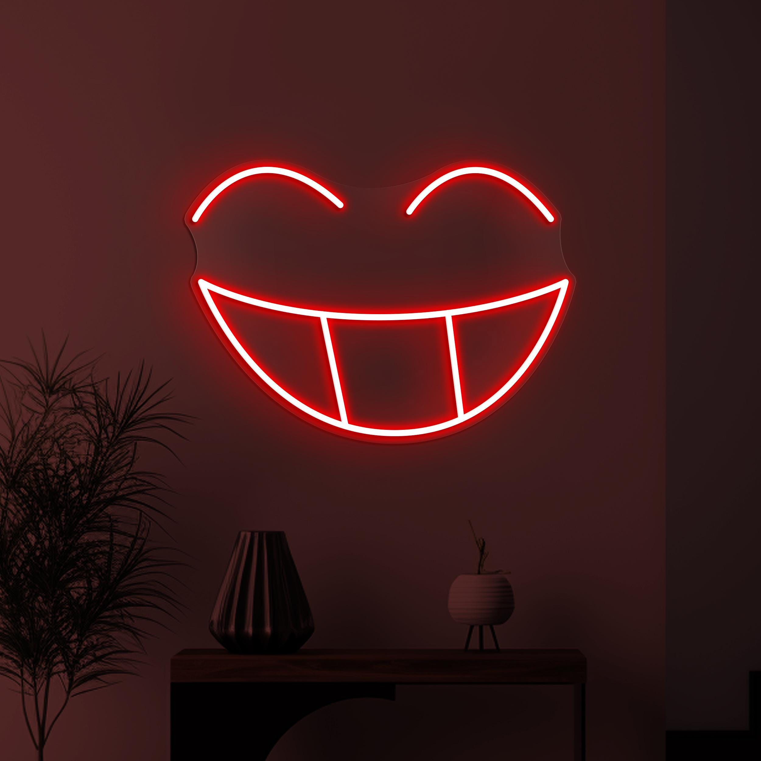 Smiley Face Neon Sign, Smiley Face Emoji LED Light, Big Smile LED Neon Art, Happy Face Wall Decor, Kids Room & Party Decor, Home Wall Art