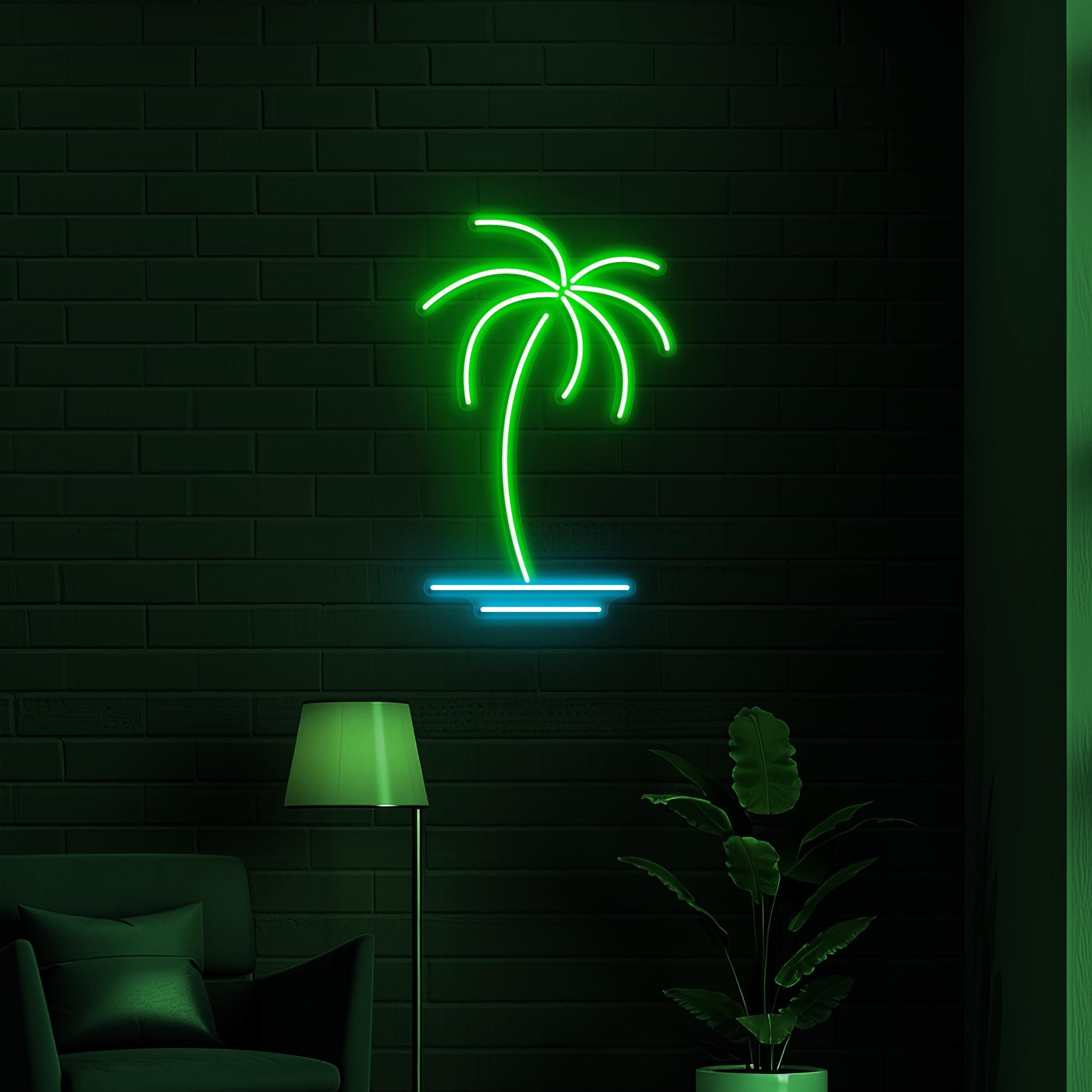 Palm Tree Neon Sign, Palm Tree LED Light, Palm Tree Wall Decor, Summer Beach Art, Island Wall Art, Coconut Tree Sign, Beach Home, Cafe Decor