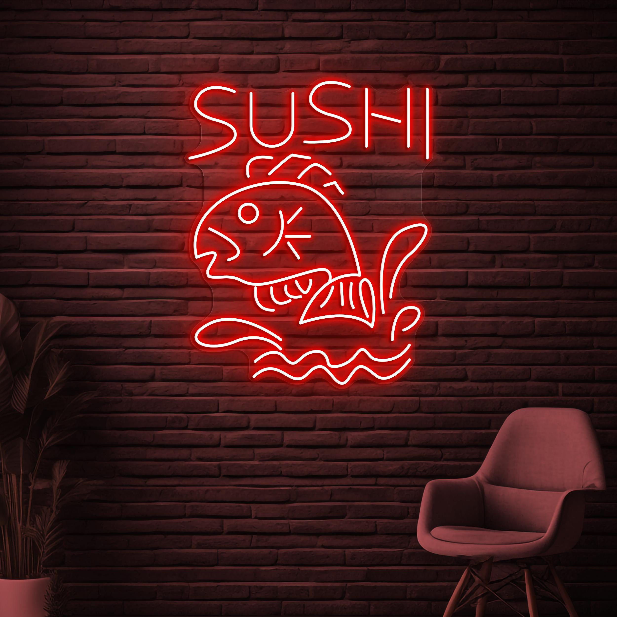Sushi Neon Sign, Sushi LED Light, Sushi Fish LED Light, Japanese Restaurant Wall Decor, Japanese Food Neon Art, Fish Shop Wall Neon Art