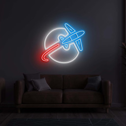 Flying Plane Neon Sign, Flying Plane LED Light, Airplane LED Neon Art, Decor for Home, Game Room & Airport, Plane Around Globe Neon Light