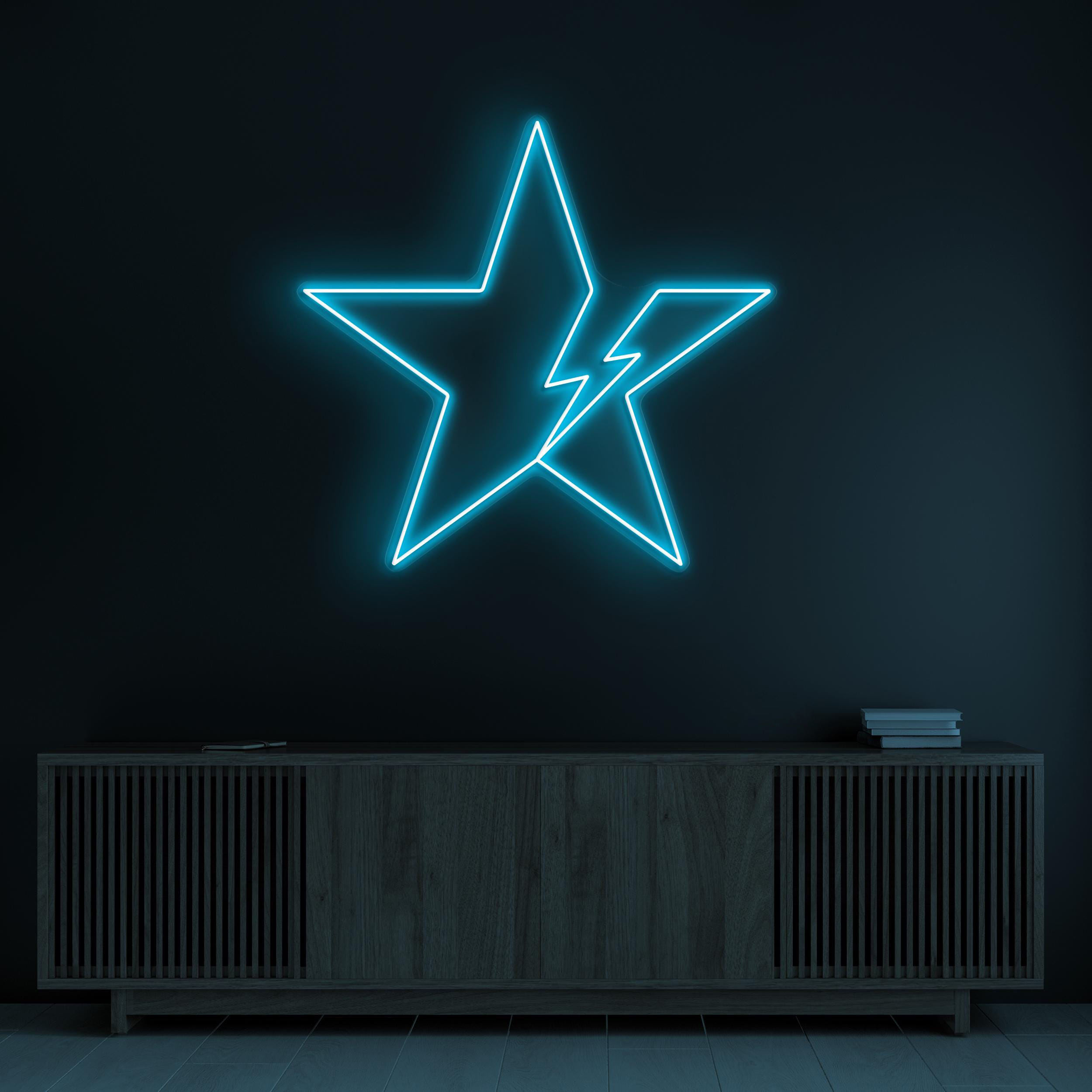 Star Neon Sign, Star LED Light, Lightning Star Wall Decor, Power Star Wall Art, Cafe & Bar Led Light, Home Wall Decor, Kids Room Neon Light
