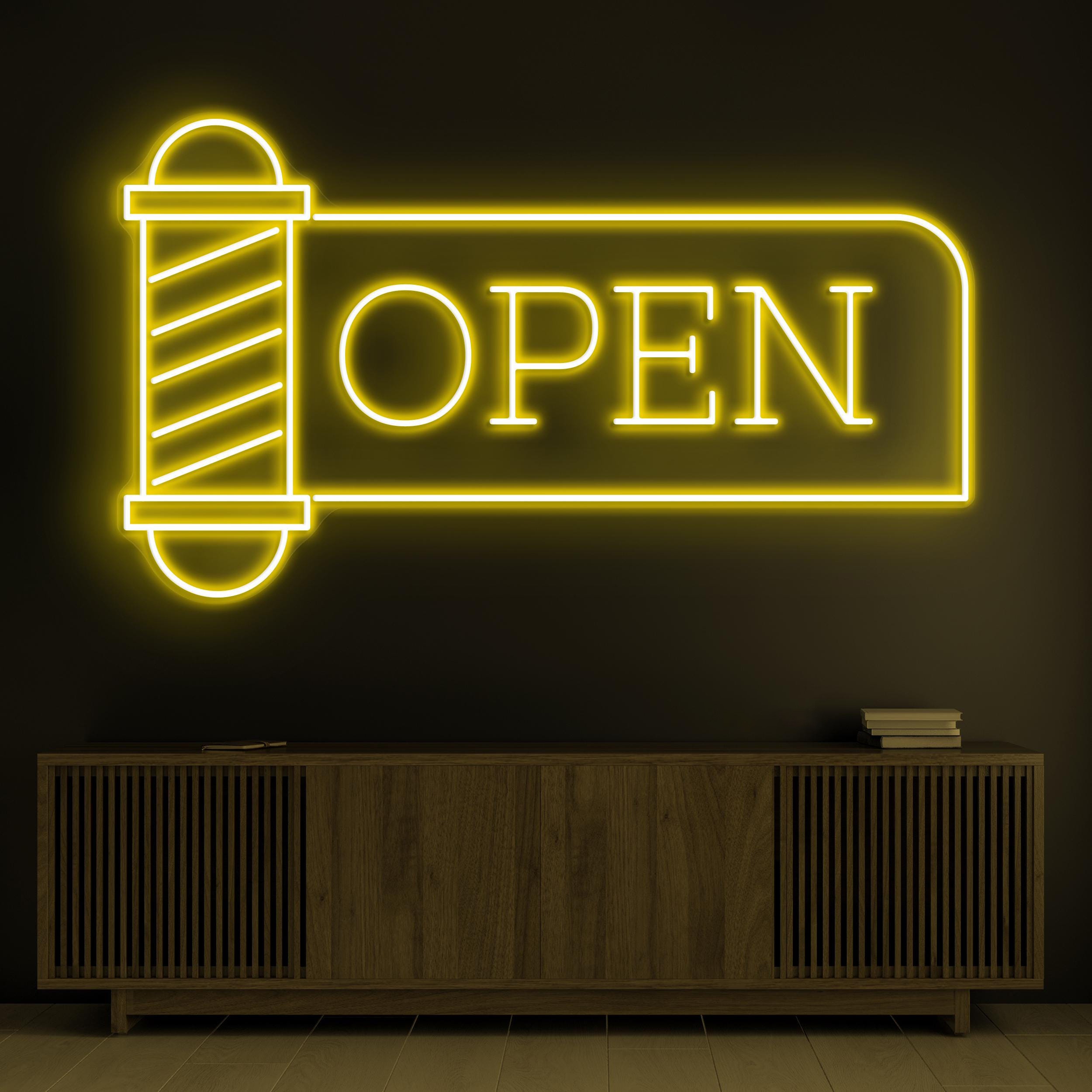 Open Neon Sign, Open LED Light, Barber Pole Wall Decor, Shaving Salon Wall Art, Hair Beauty Bar Neon Sign, Haircut Sign, Beauty Salon Art