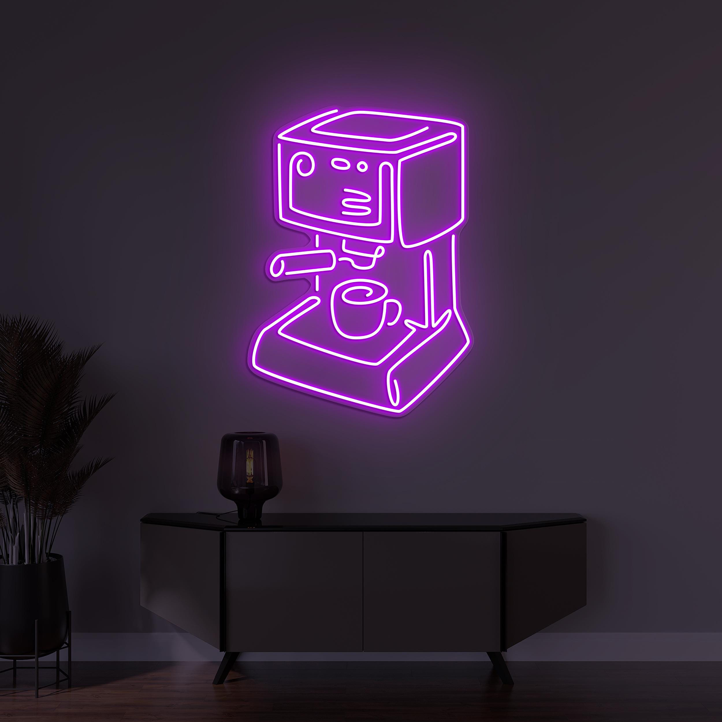 Coffee Machine Neon Sign, Coffee Machine Led Light, Coffee Shop Wall Décor, Cafe Neon Art, Coffee Lover Decor, Led Wall Decor, Bar Neon Art