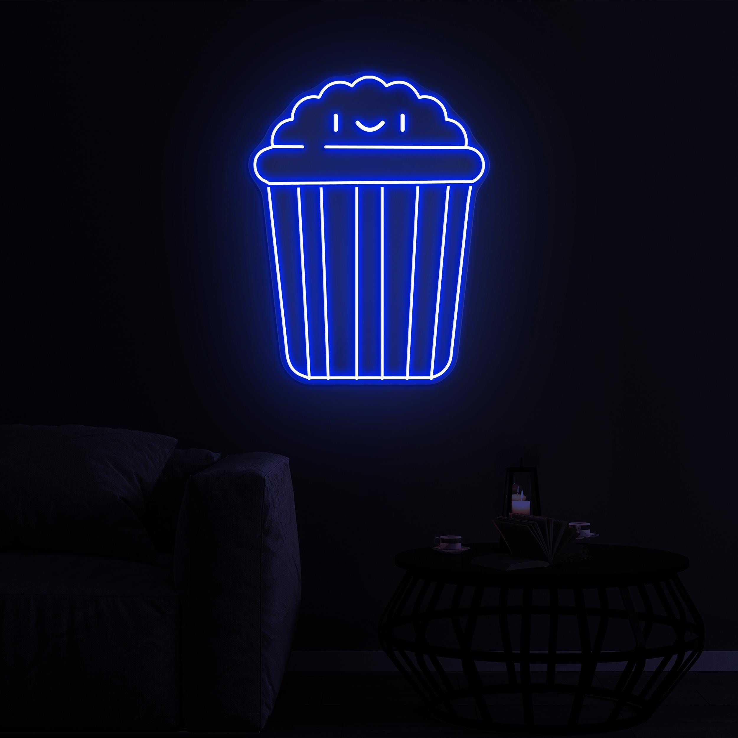 Popcorn Face Neon Sign, Popcorn LED Sign, Popcorn Face LED Neon Art, Home Wall Decor, Cinema Food Bar Decor, Movie Time Light, Snack Bar Art