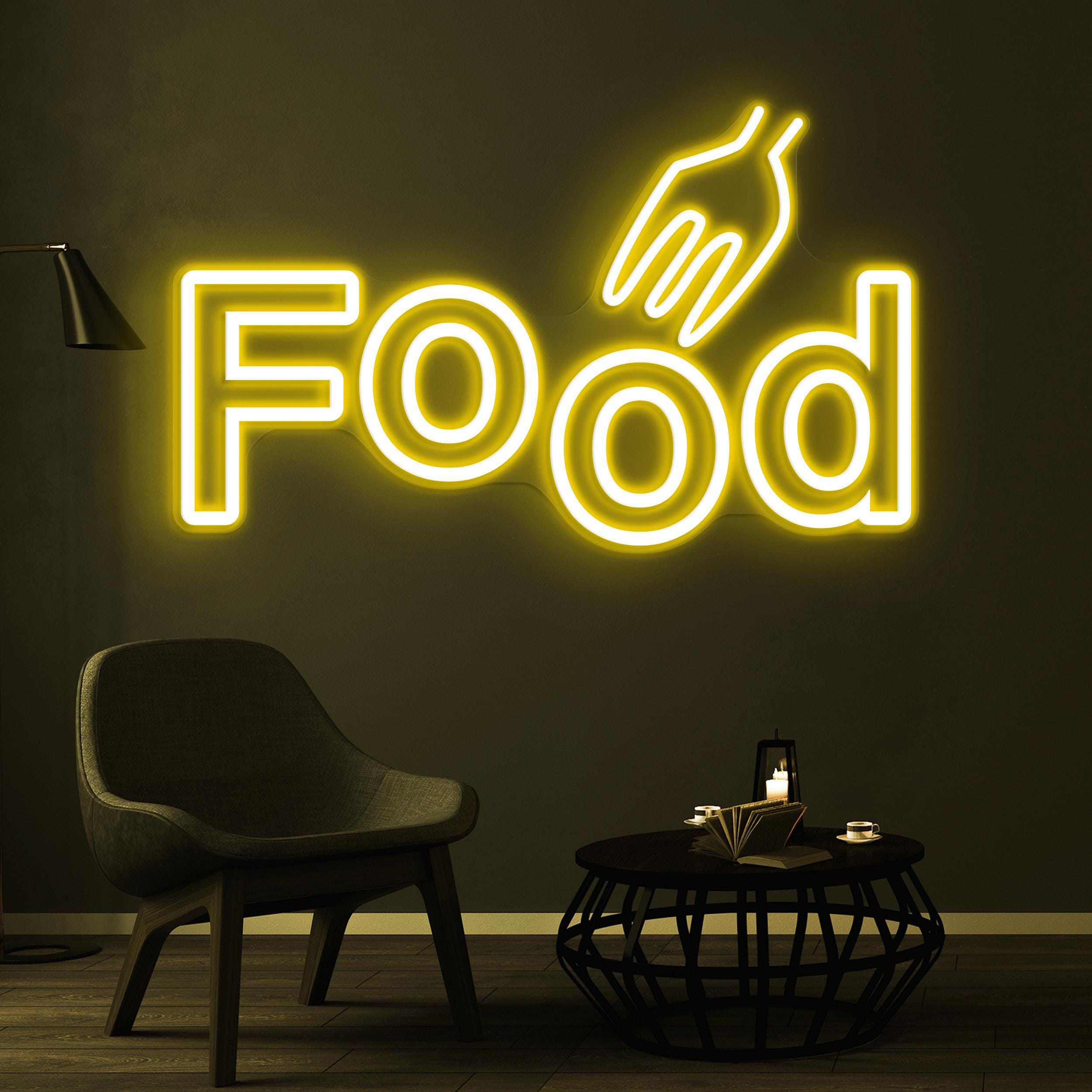 Food Neon Sign, Food LED Light, Fork Food Wall Decor, Restaurant Wall Art, Eat Food Neon Sign, Cafe and Bar Neon Light, Kitchen Neon Decor