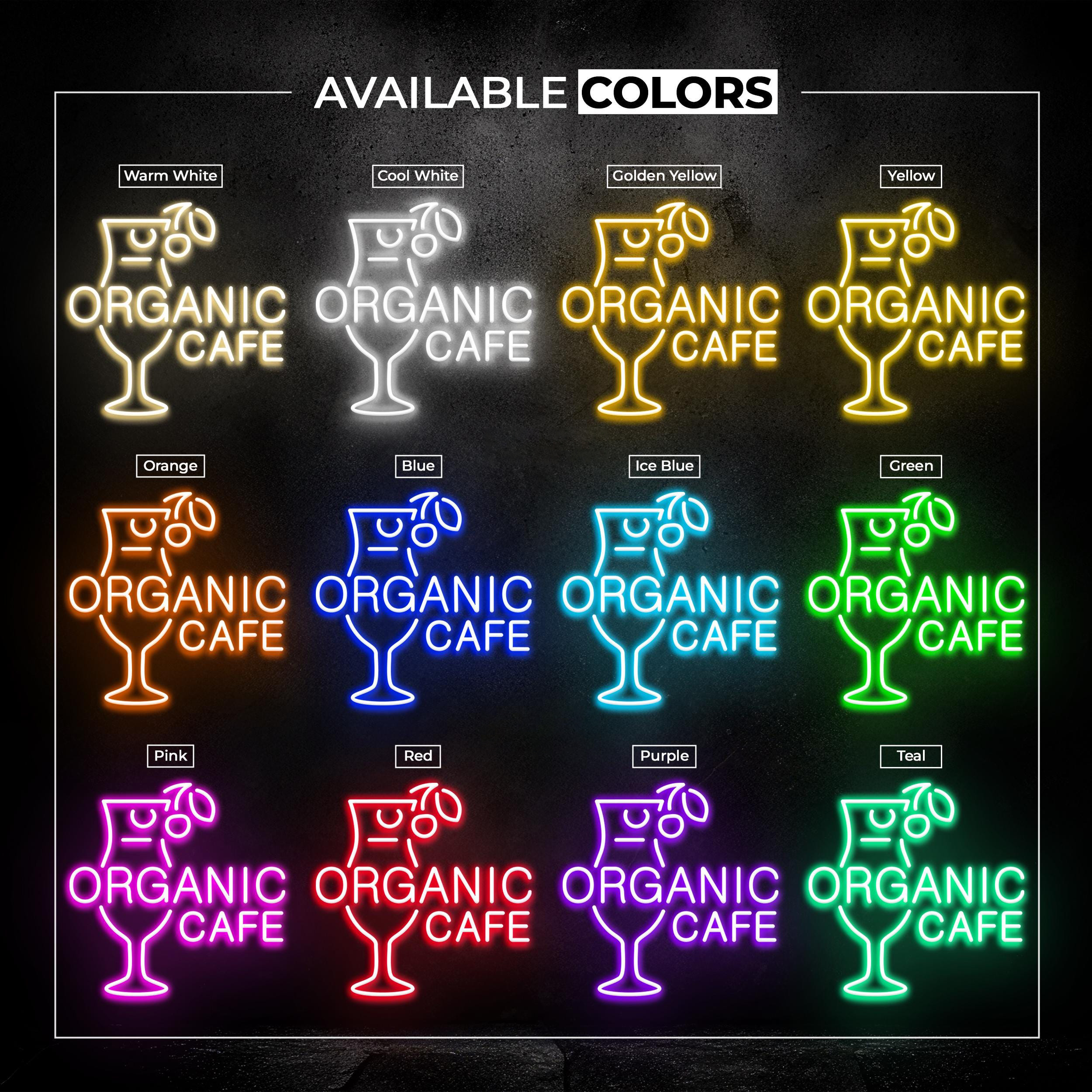 Organic Cafe Neon Sign, Organic Cafe Neon Light, Juice Glass Wall Decor, Club Wall Room Decor, Drink Store Neon Light, Cafe LED Wall Art