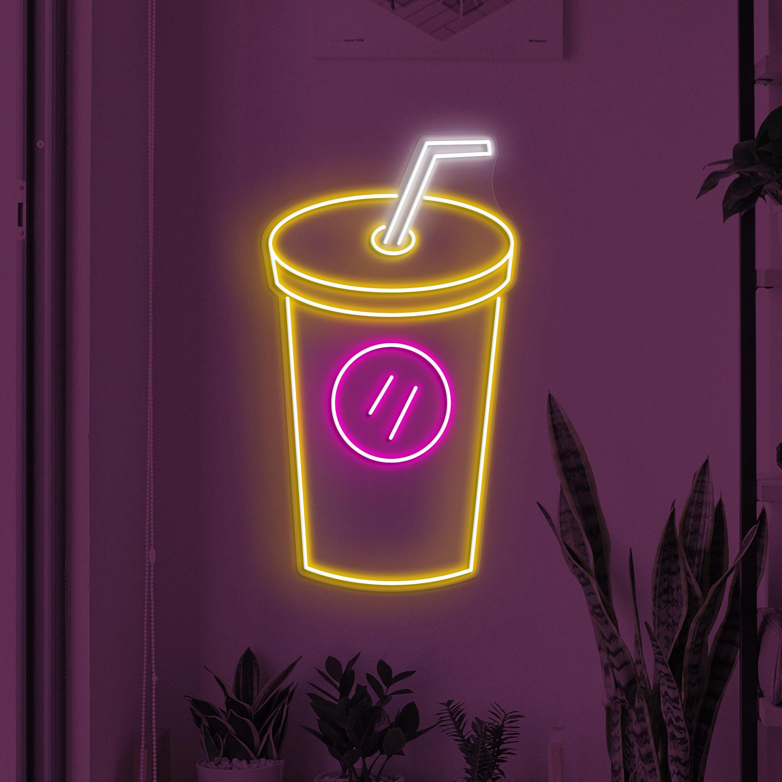 Drink Cup Neon Sign, Drink LED Light, Drink juice Wall Decor, Bar Wall Art, juice Shop Neon Light, Beverage Glass Neon Sign, Bar Neon Art