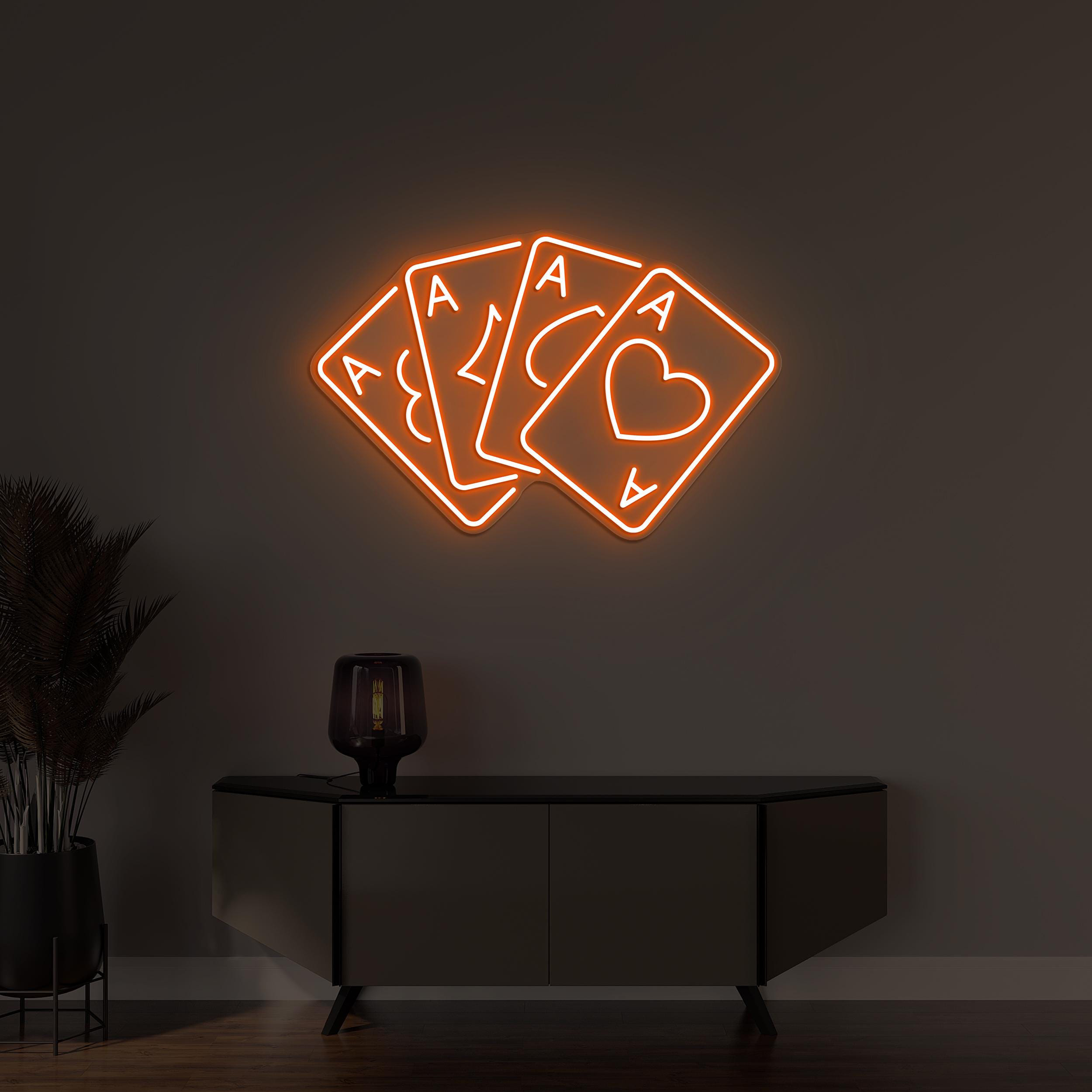 Cards Neon Sign, Pokers Cards LED Light, Gambling Wall Decor, Custom Neon Sign, Game Room Wall Decor, Poker Neon Sign, Card Lover Gift idea