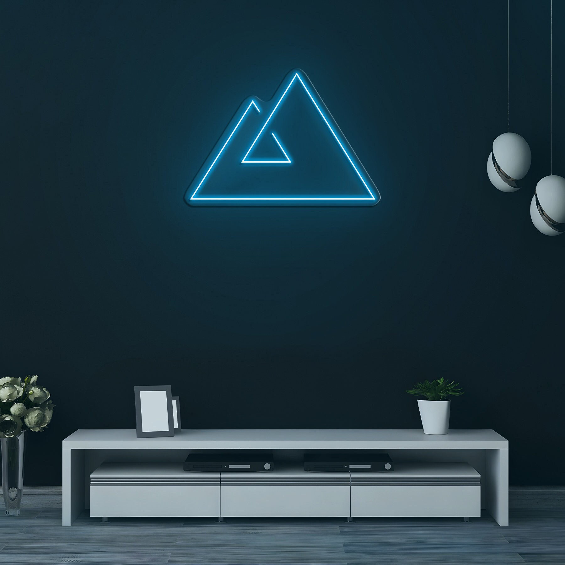 Geometric Mountains Neon Sign, Mountain Neon Light, Science Decor Sign, Room Decor, Custom Neon Art, LED Mountain Light, Home Wall Decor