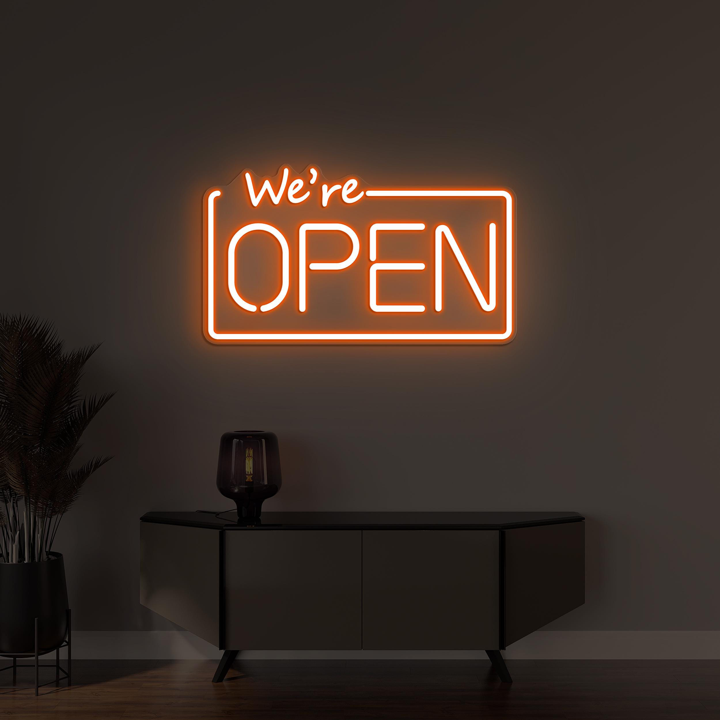 We're Open Neon Sign, We Are Open LED Light, Personalized Sign for Business, Decor for Stores, Cafe, Bar, Shops, Welcoming Neon Wall Light